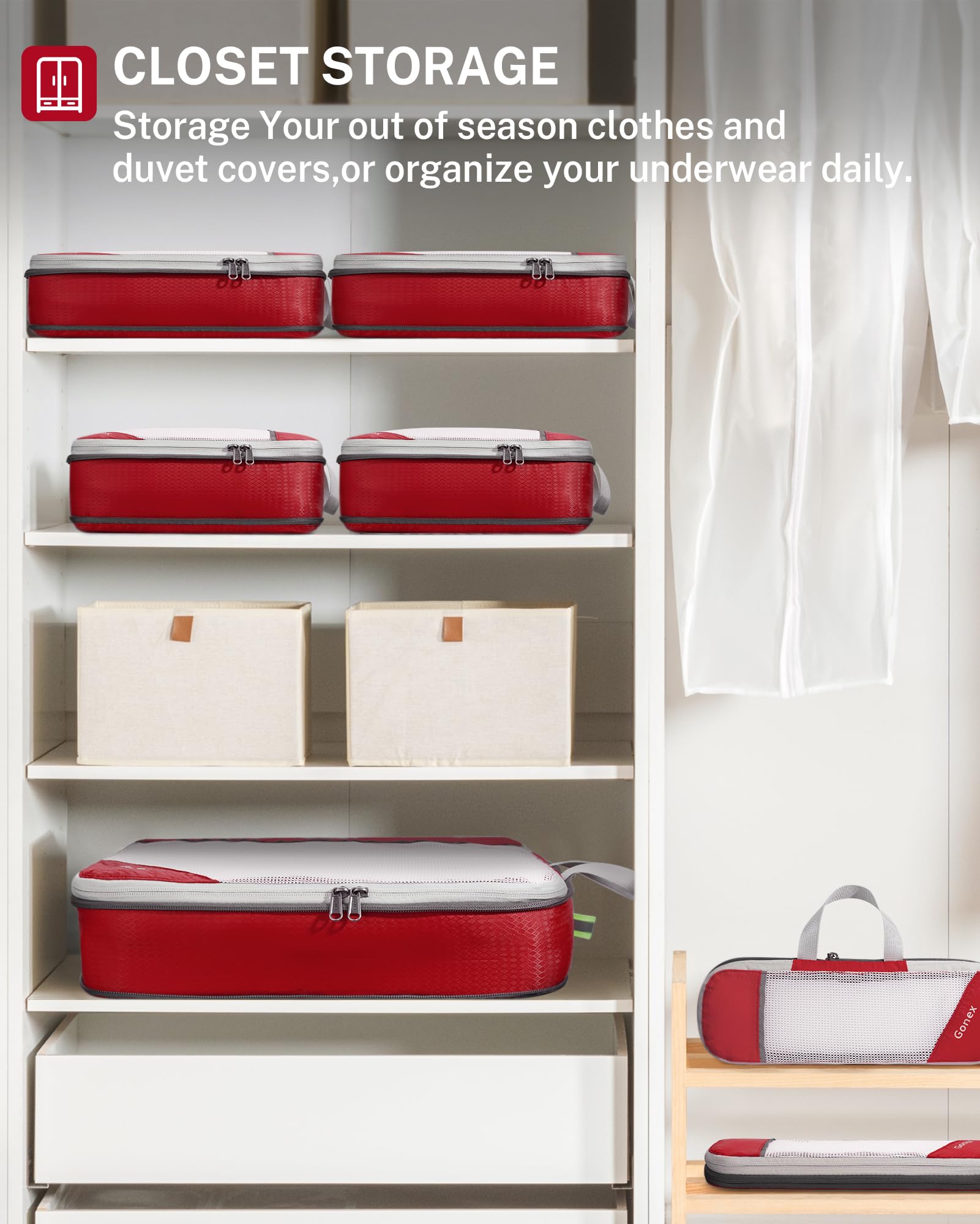 Compression Packing Cubes, Gonex Extensible Storage Mesh Bags Organizers