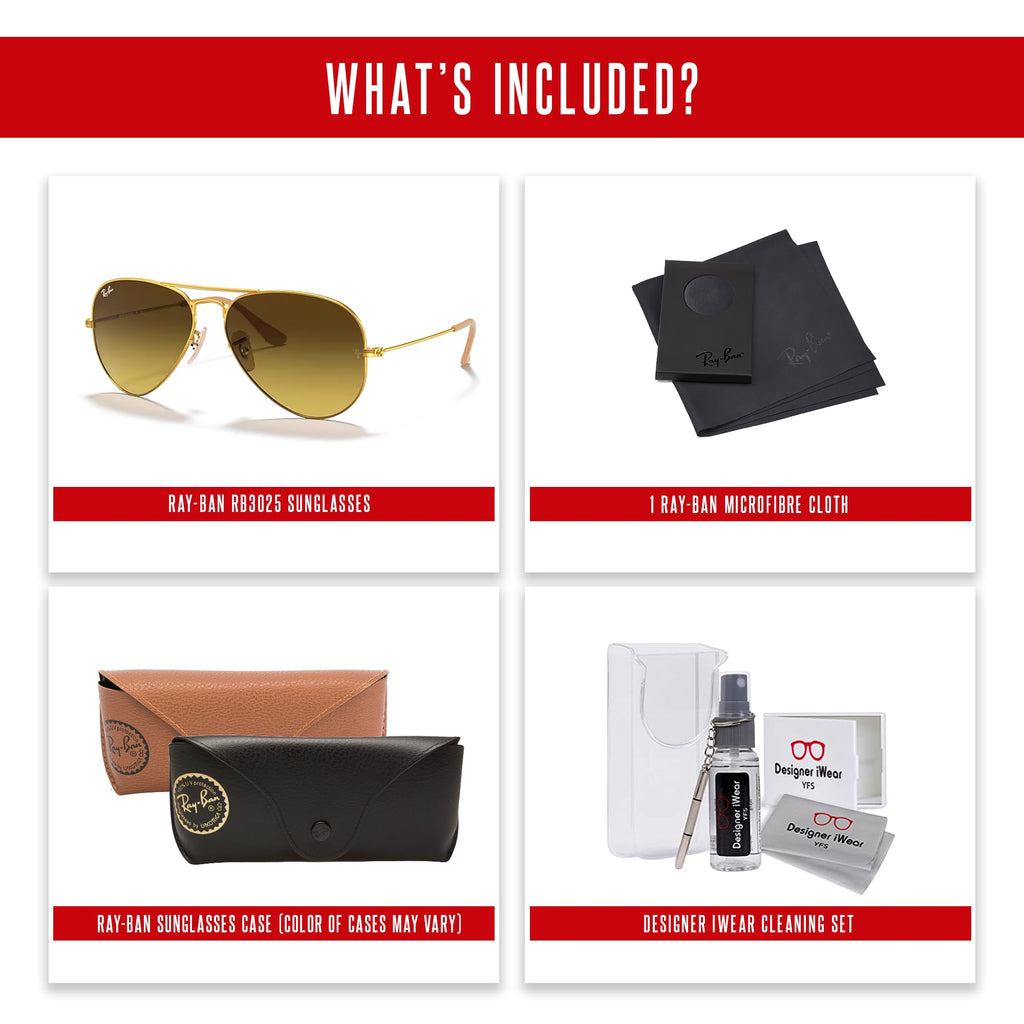Ray-Ban RB3025 Metal Aviator Sunglasses For Men For Women +BUNDLE with ACCESSORY EYEWEAR KIT