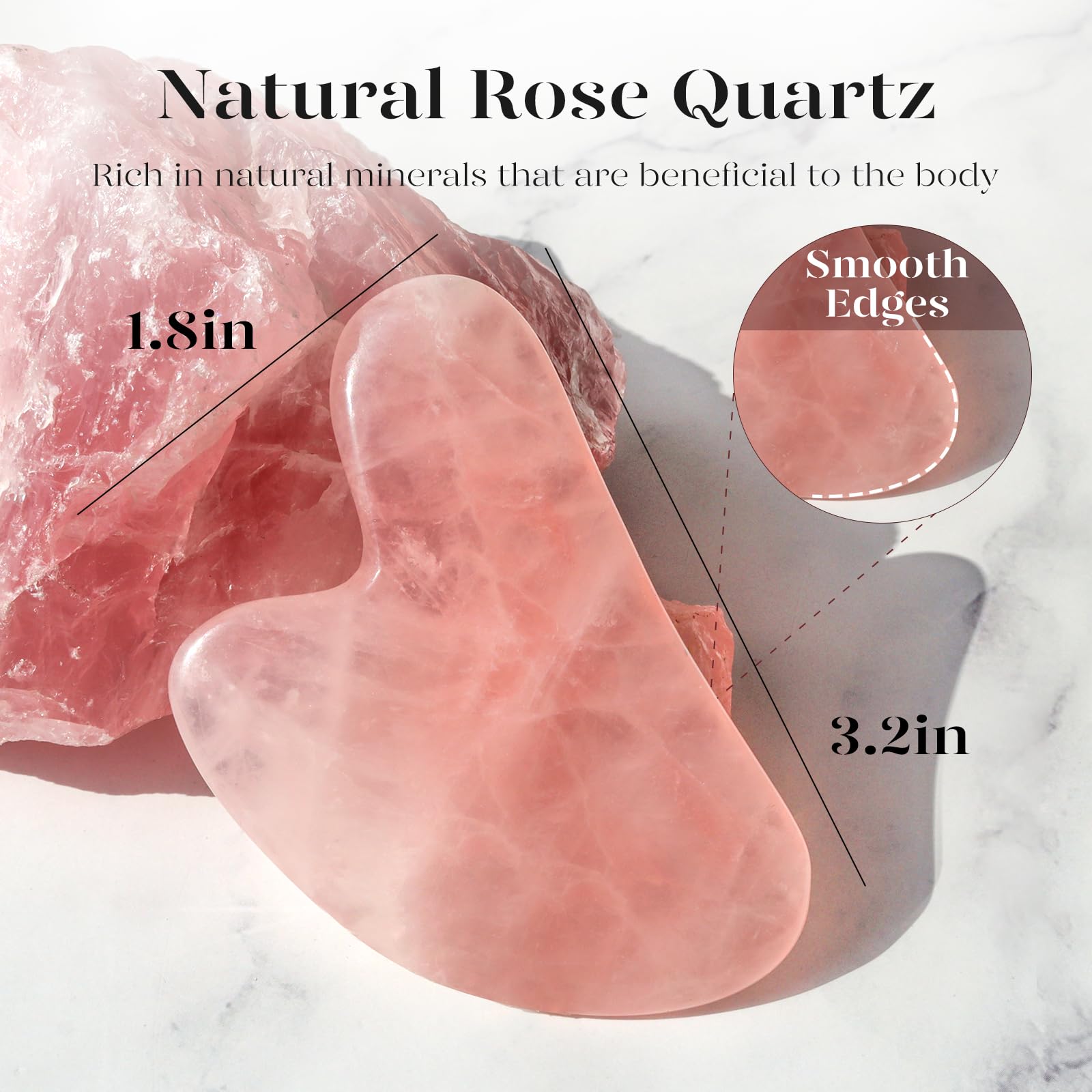 BAIMEI IcyMe Gua Sha Facial Tool for Self Care, Massage Tool for Face and Body, Relieve Tensions,Reduce Wrinkles and Redness, Skin Care Tools for Men Women - Rose Quartz