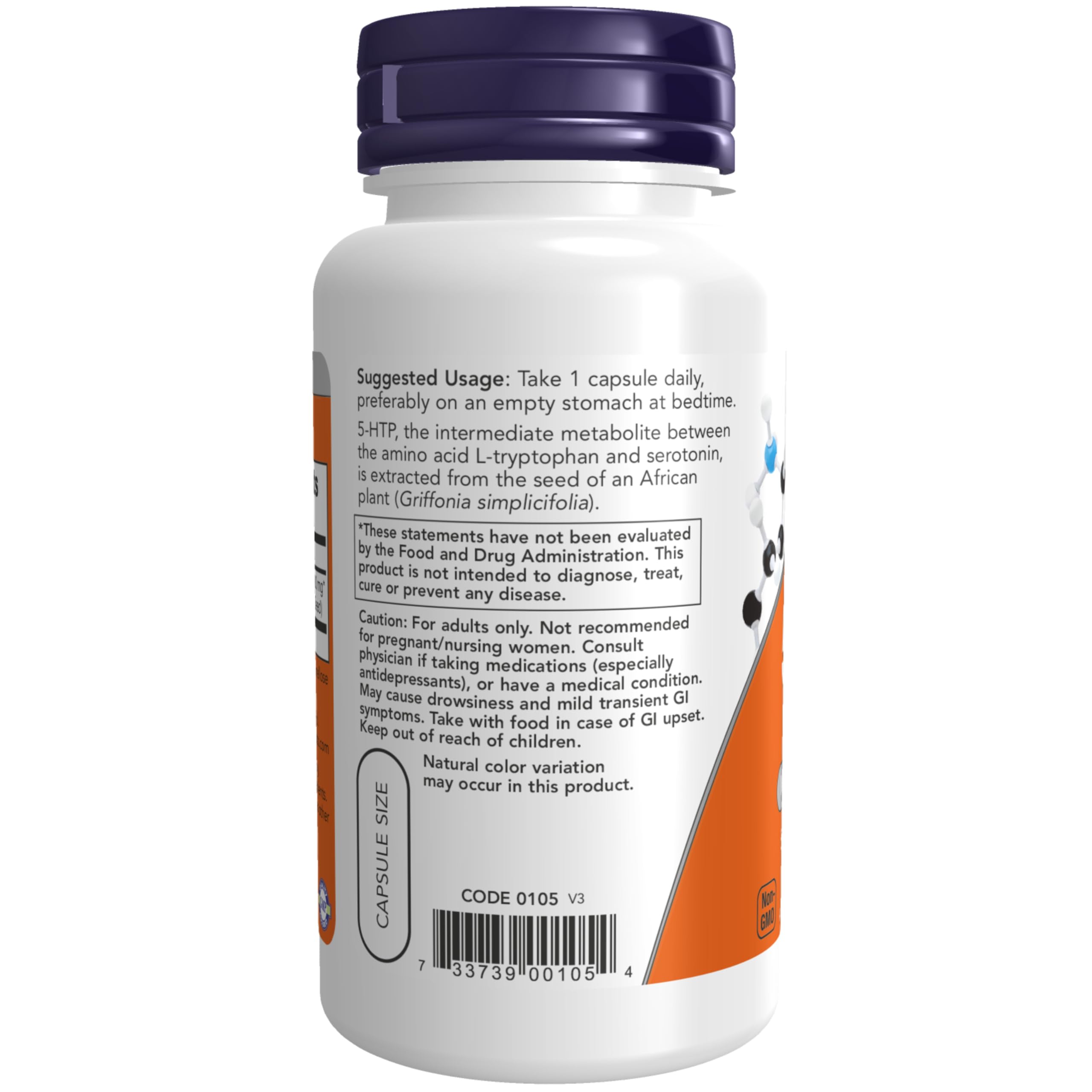 NOW Supplements, 5-HTP (5-hydroxytryptophan) 100 mg, Neurotransmitter Support*, 120 Veg Capsules