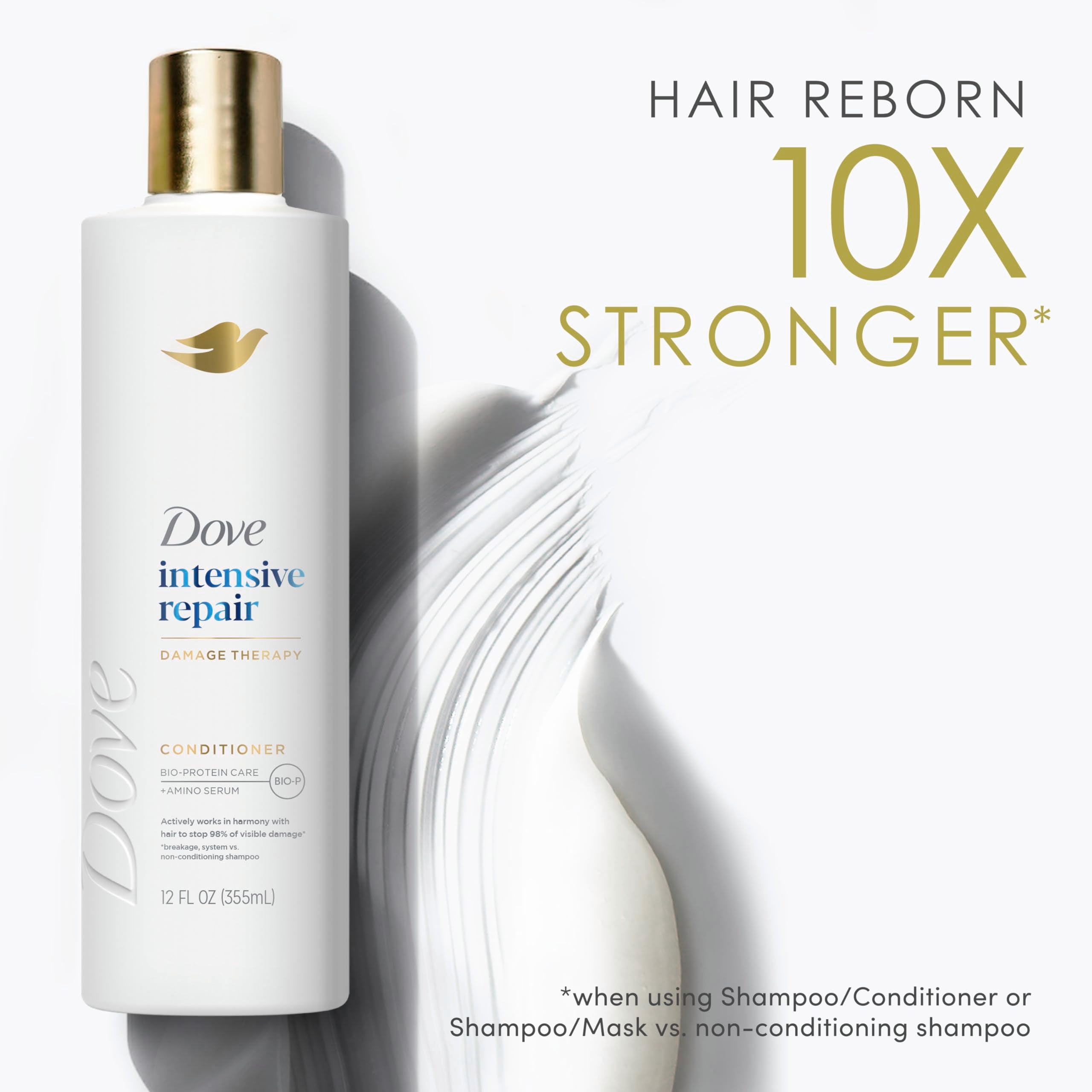 Dove Conditioner Intensive Repair 4 count for Damaged Hair Bio-Protein Care Technology and Amino Serum 12 oz