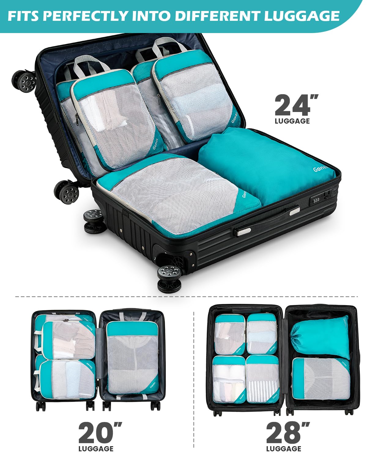 Compression Packing Cubes, Gonex Extensible Storage Mesh Bags Organizers