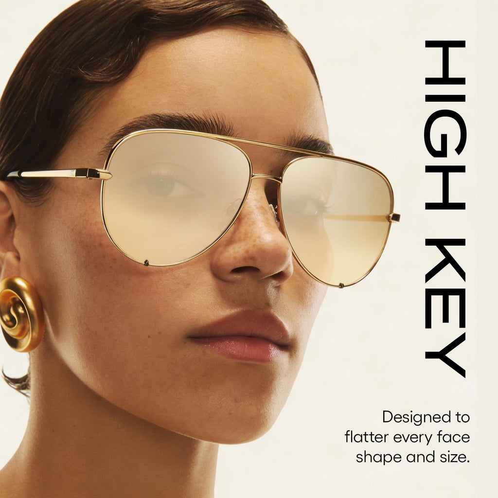 QUAY High Key Polarized Aviator Sunglasses, Oversized, Stylish Sunglasses with UV Protection, Unisex Aviators for Men & Women
