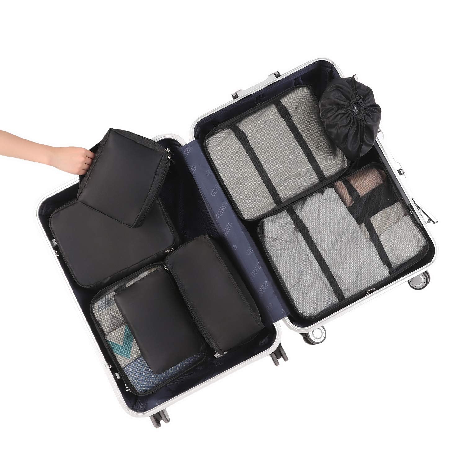 BAGAIL 8 Set Packing Cubes Luggage Packing Organizers for Travel Accessories-Cream