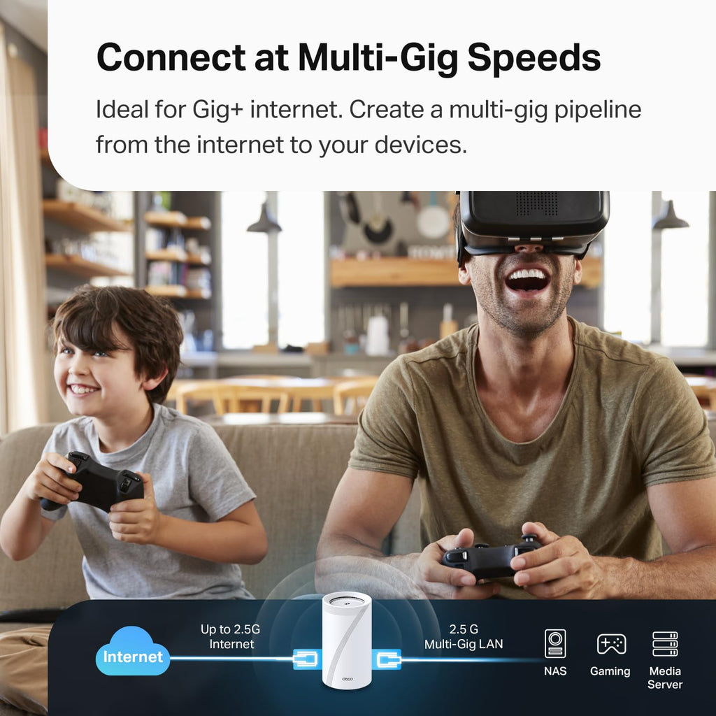 TP-Link Deco XE75 AXE5400 Tri-Band WiFi 6E Mesh System - Wi-Fi up to 7200 Sq.Ft, Engadget Rated Best Mesh for Most People, Replaces WiFi Router and Extender, AI-Driven Mesh New 6GHz Band, 3-Pack