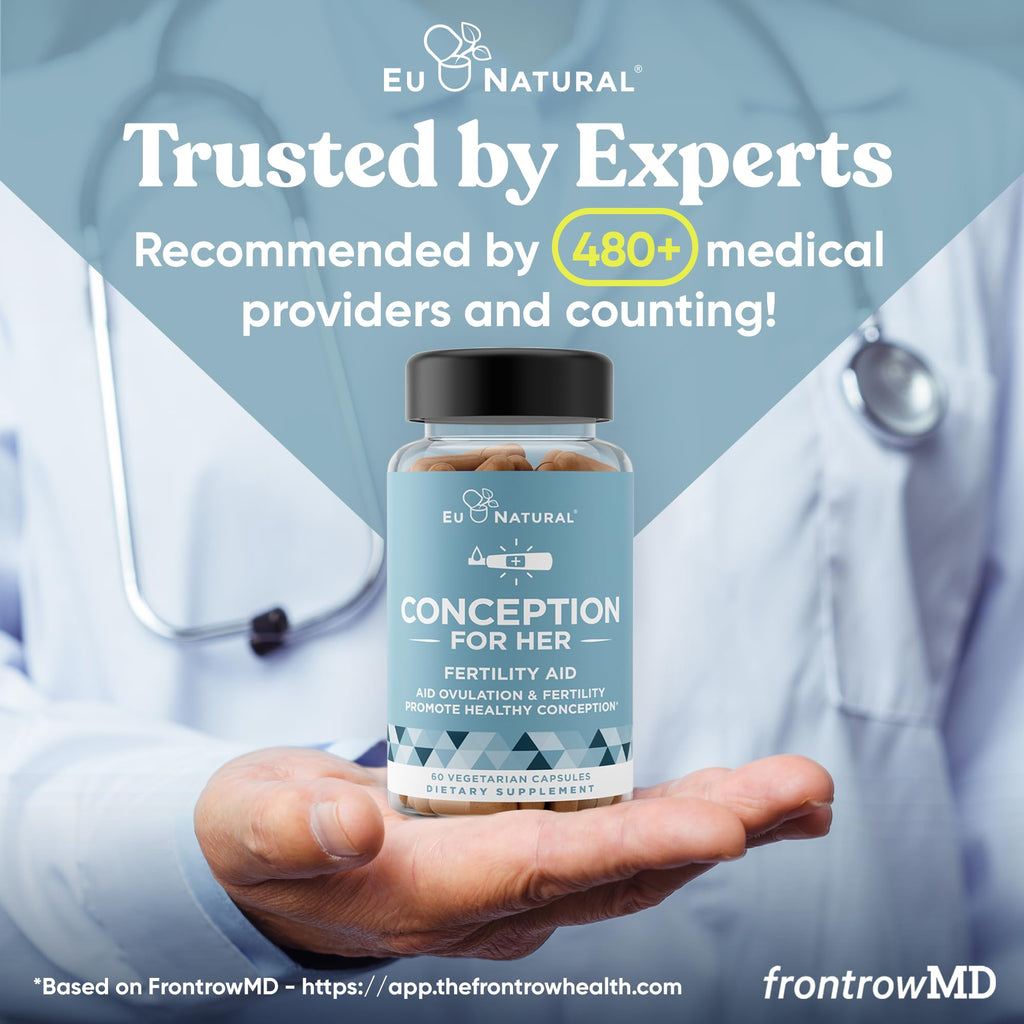 Eu Natural Conception for Her Fertility Supplements for Women - Ovulation, Hormonal Balance & Regular Cycle Support - Myo-Inositol, Folate, Shatavari & Vitex - 60 Vegetarian Capsules