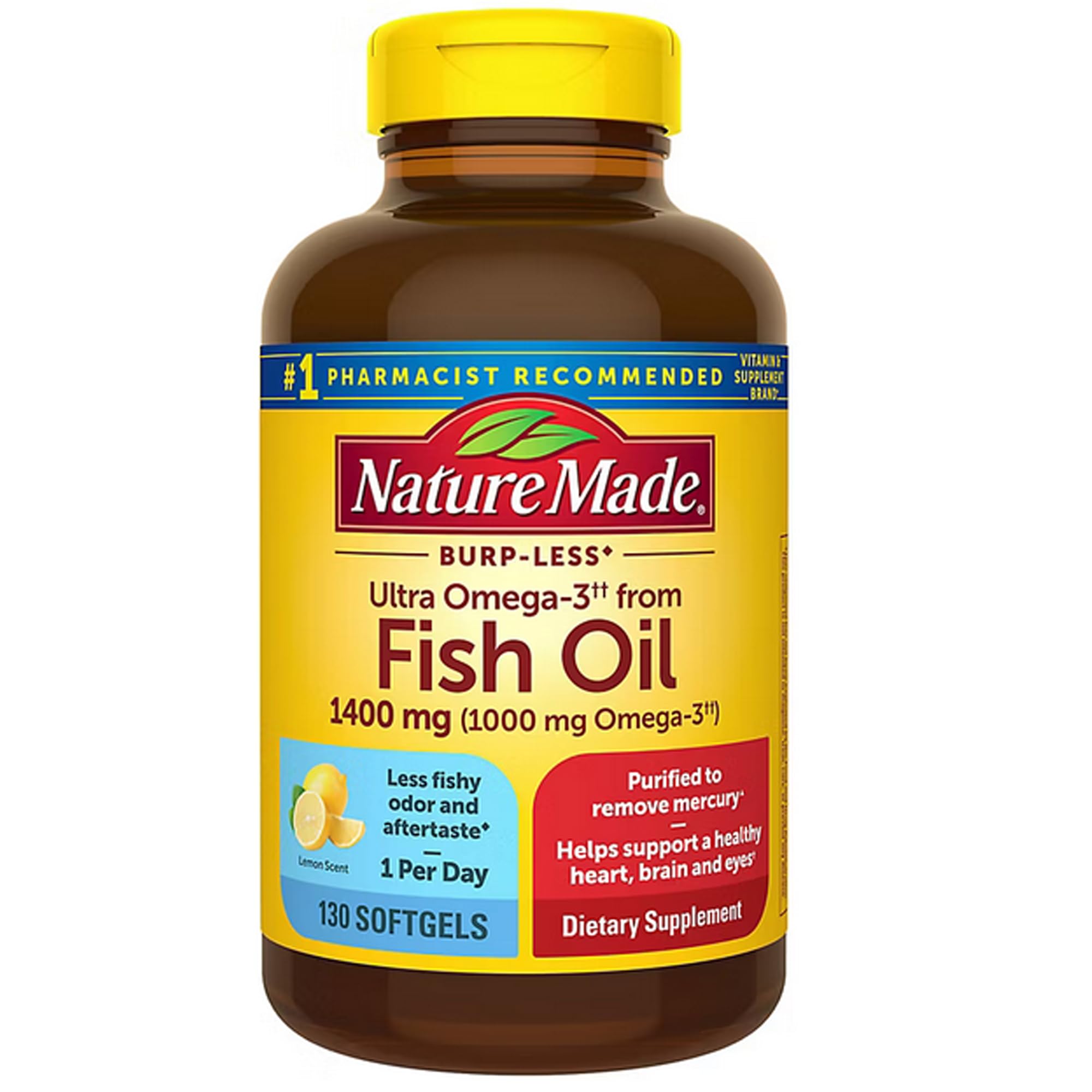 Nature Made Fish Oil Omega 3 Supplements, 1200 mg Softgels, Omega 3 Fish Oil for Healthy Heart Support, 230 Softgels, 115 Day Supply