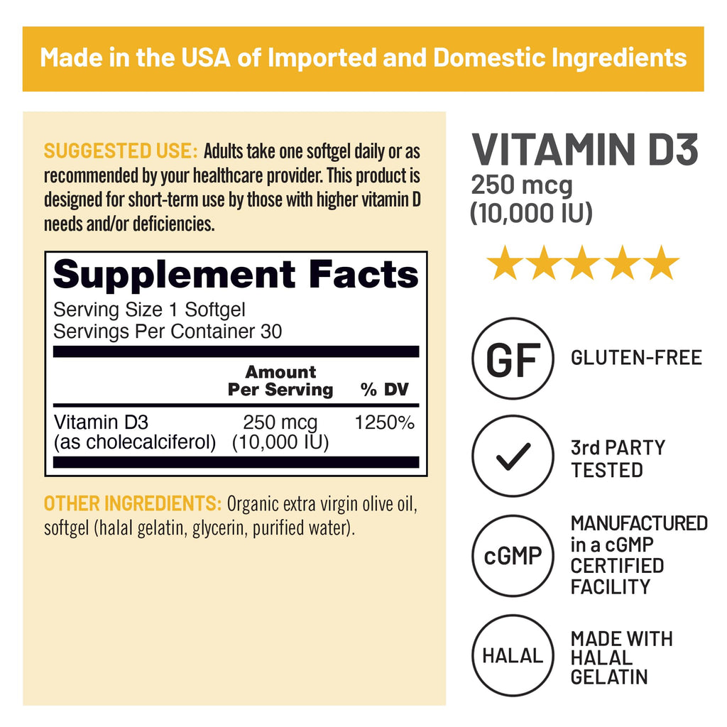 NatureWise Vitamin D3 5000iu (125 mcg) 1 Year Supply for Immune Support, Healthy Muscle Function, and Bone Health - Non-GMO, Gluten Free in Organic Extra Virgin Olive Oil, (Mini Softgel), 360 Count