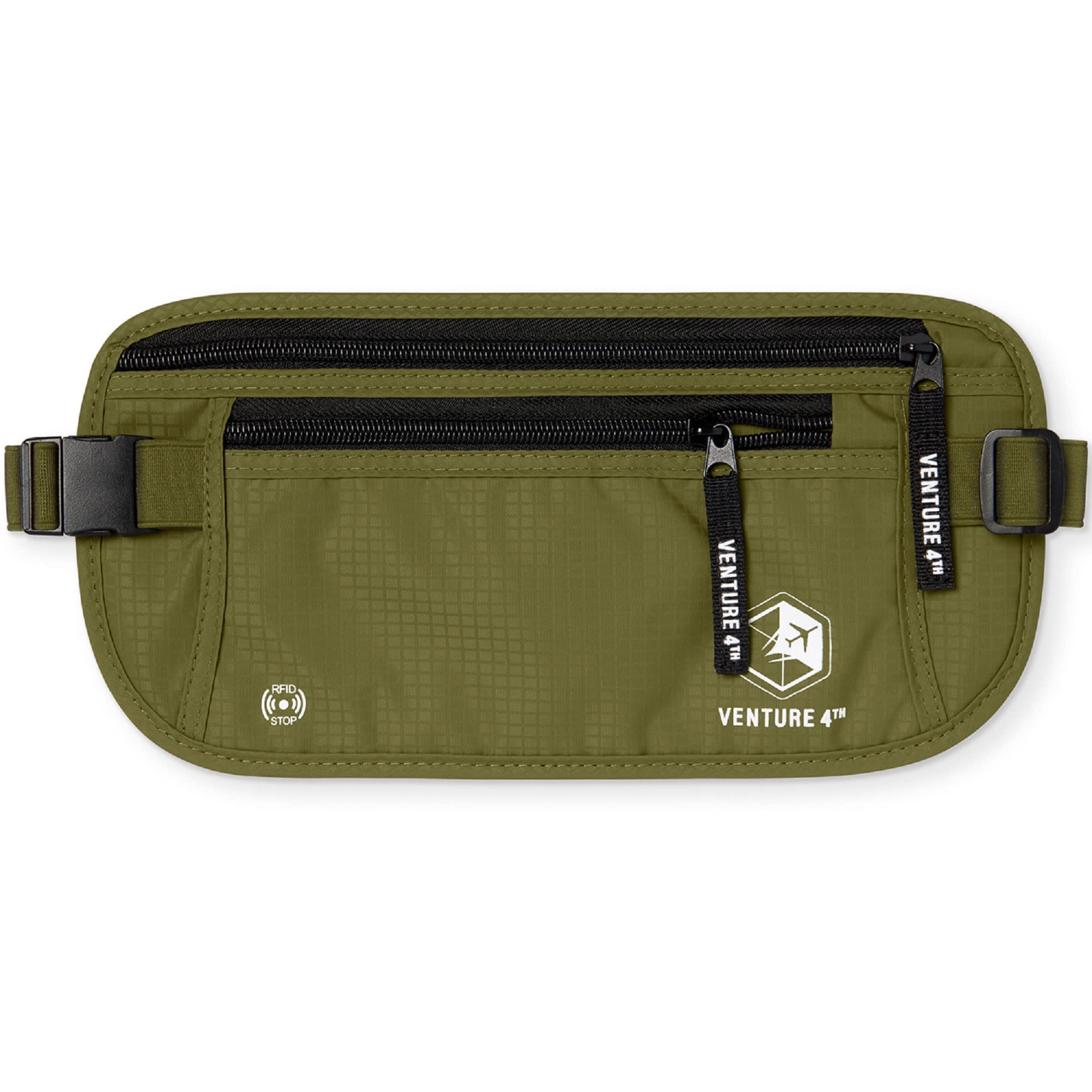 VENTURE 4TH Money Belt for Travel – Hidden Under-Clothes RFID Blocking Passport Holder & Slim Travel Wallet Pouch for Men & Women to Protect Cash, Cards & Documents (Gray)
