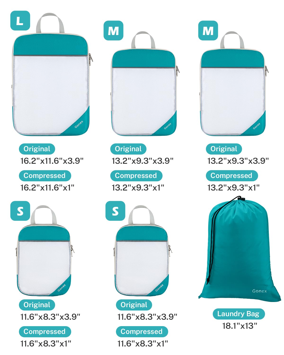 Compression Packing Cubes, Gonex Extensible Storage Mesh Bags Organizers