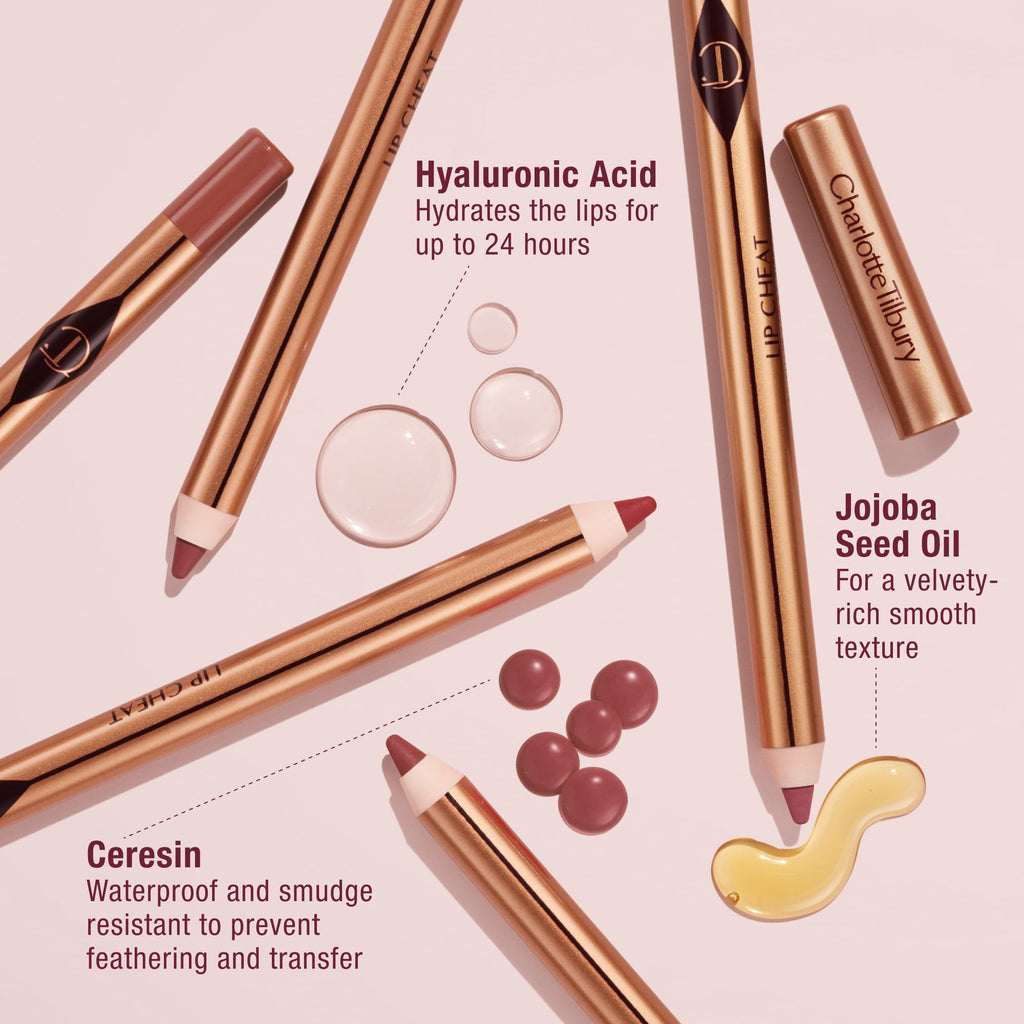 Charlotte Tilbury Lip Cheat Lip Liner Pencil - Gives Lips a Fuller-Looking, Defined Pout - Enriched with Jojoba Oil & Hyaluronic Acid - Waterproof, Smudge-Proof & Transfer-Proof