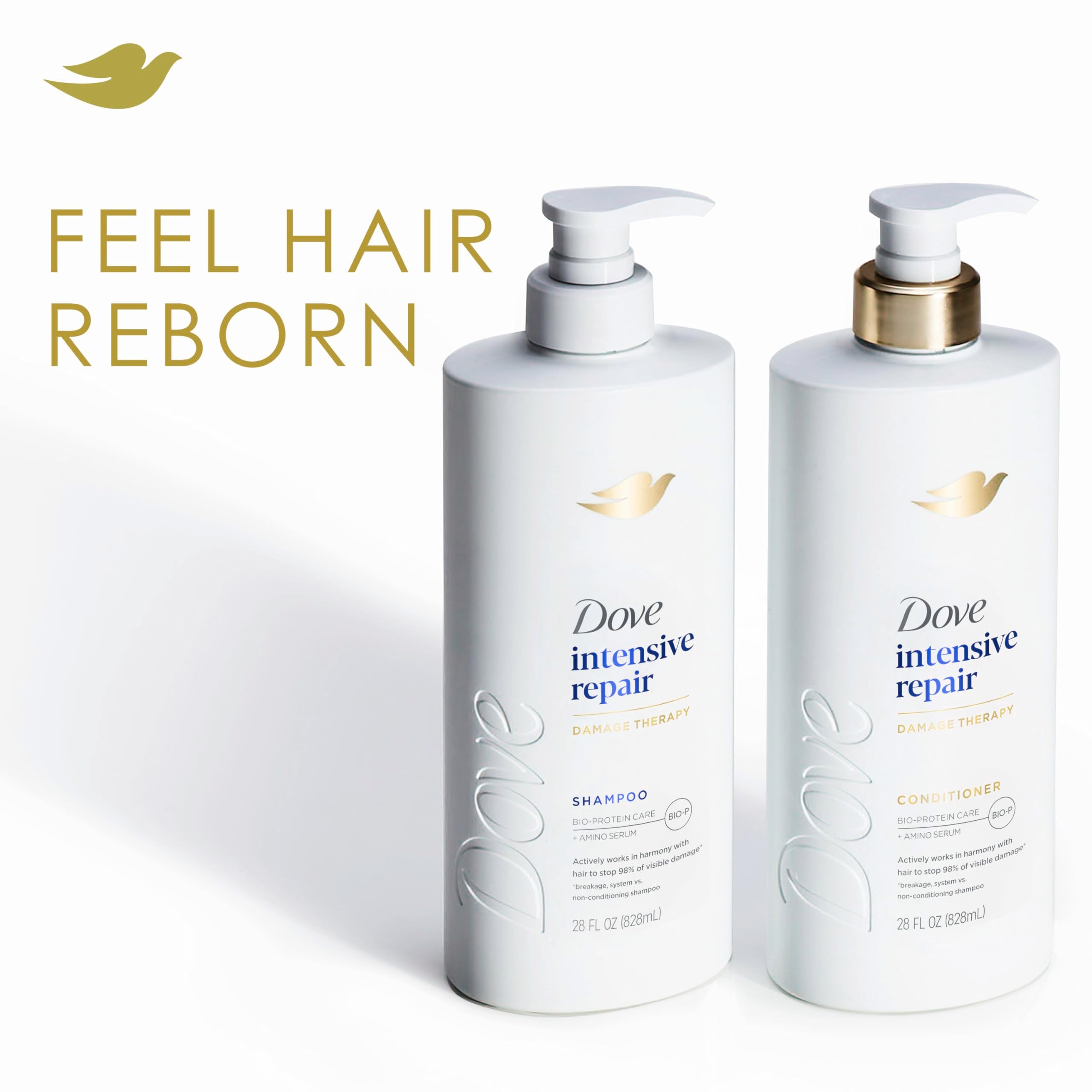 Dove Conditioner Intensive Repair 4 count for Damaged Hair Bio-Protein Care Technology and Amino Serum 12 oz