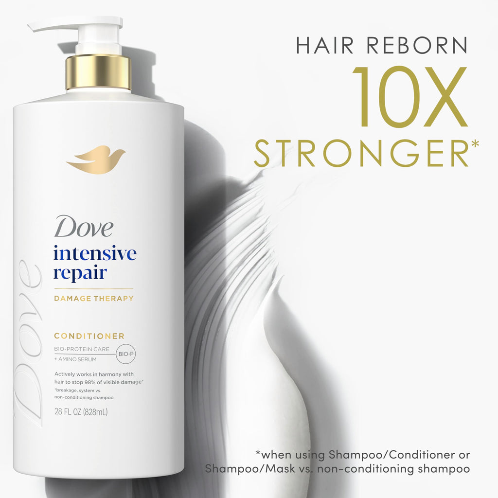 Dove Conditioner Intensive Repair 4 count for Damaged Hair Bio-Protein Care Technology and Amino Serum 12 oz