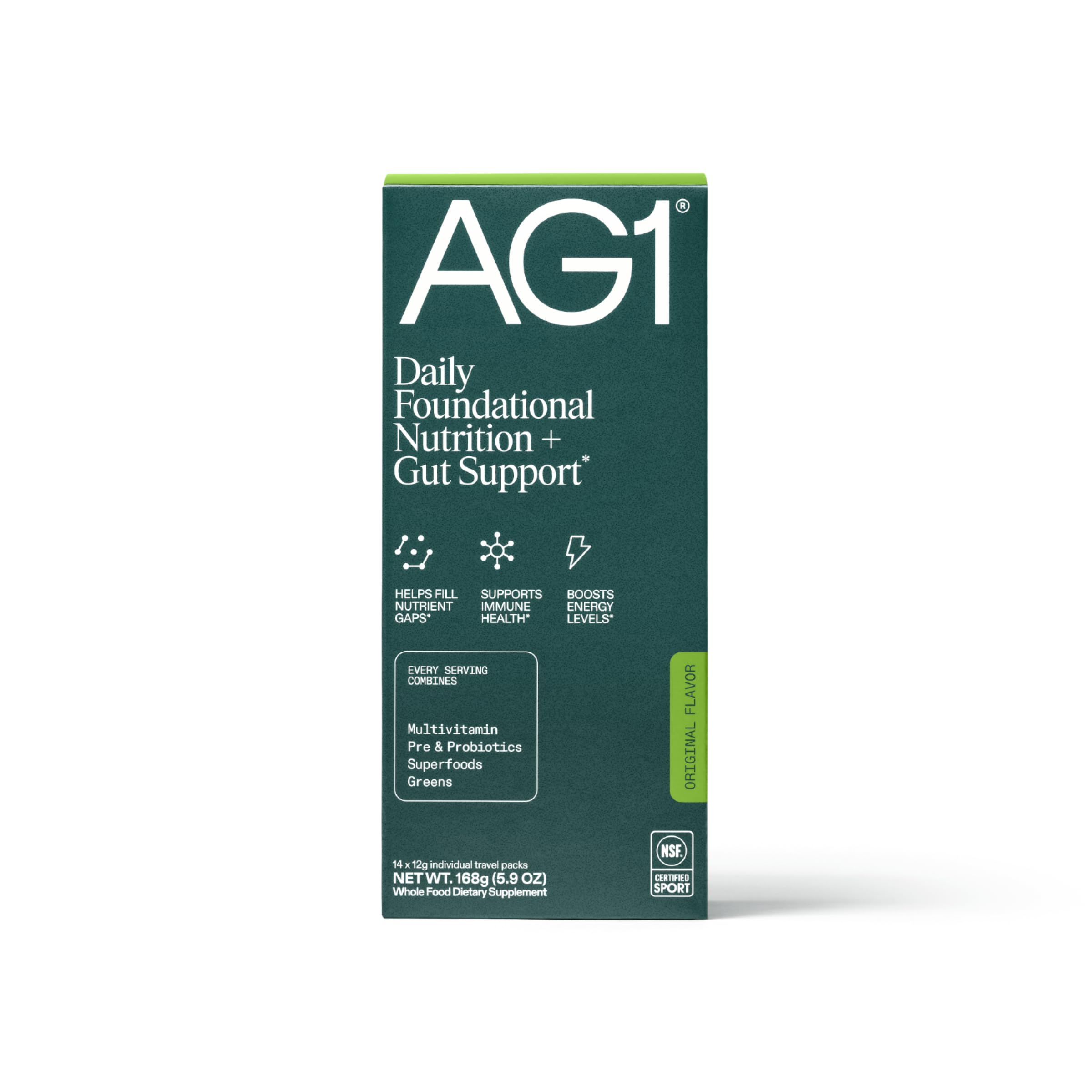 AG1 Multivitamin for Men & Women, Greens Powder Supplement, Probiotic, Gluten Free, Vegan, Keto | 75 Vitamins | Improve Gut Health | (Athletic Greens) Travel Packs 30ct, No Shaker, Classic Formula