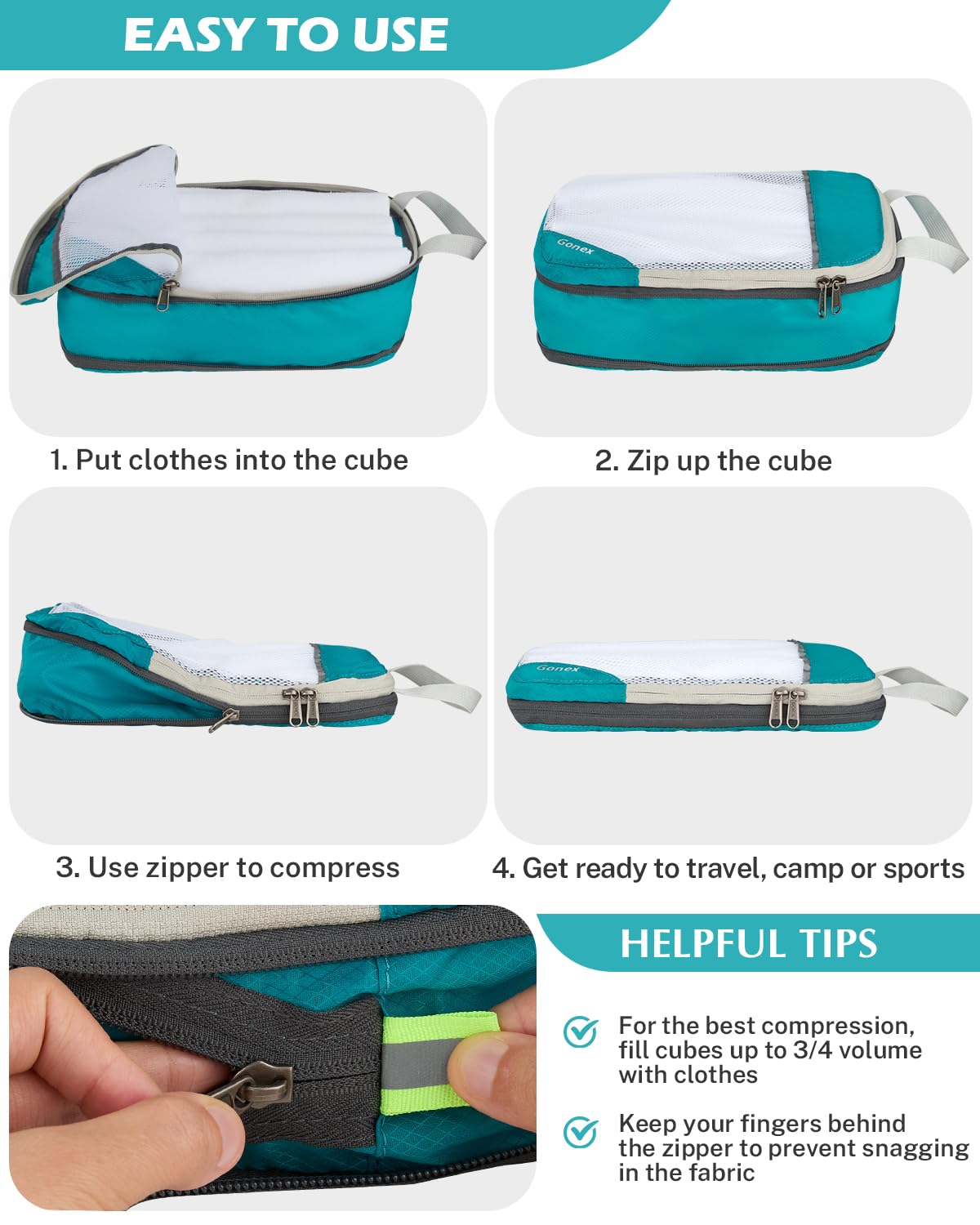 Compression Packing Cubes, Gonex Extensible Storage Mesh Bags Organizers