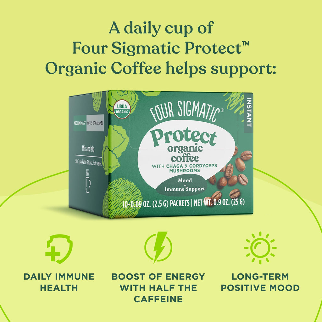 Four Sigmatic Original Mushroom Coffee | High Dose Lion's Mane, Chaga, Turkey Tail, Cordyceps and Reishi | Energy, Focus & Immune Support | 30 Servings