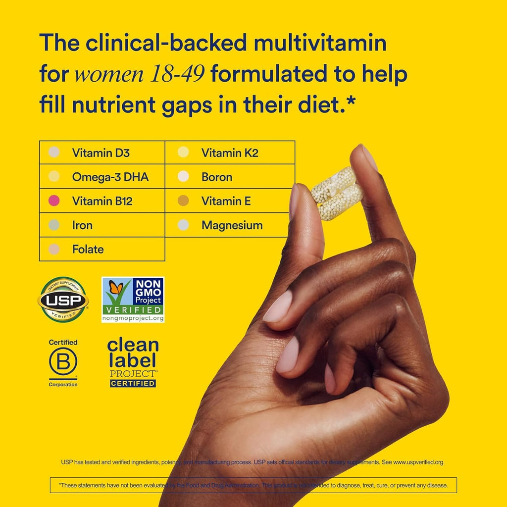Ritual Women’s 18+ Daily Multivitamin - Key Essential Vitamins and Minerals to Support Energy, Heart, Bone, Brain Health* - Clinical Backed - Vegan - USP Verified - Mint - 60 Capsules - 30 Servings