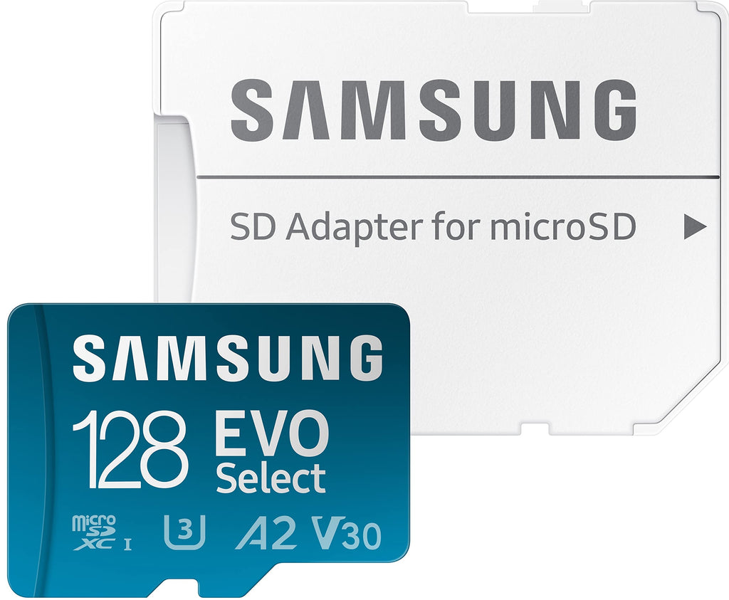 SAMSUNG EVO Select Micro SD-Memory-Card + Adapter, 128GB microSDXC 130MB/s Full HD & 4K UHD, UHS-I, U3, A2, V30, Expanded Storage for Android Smartphones, Tablets, Nintendo-Switch (MB-ME128KA/AM)