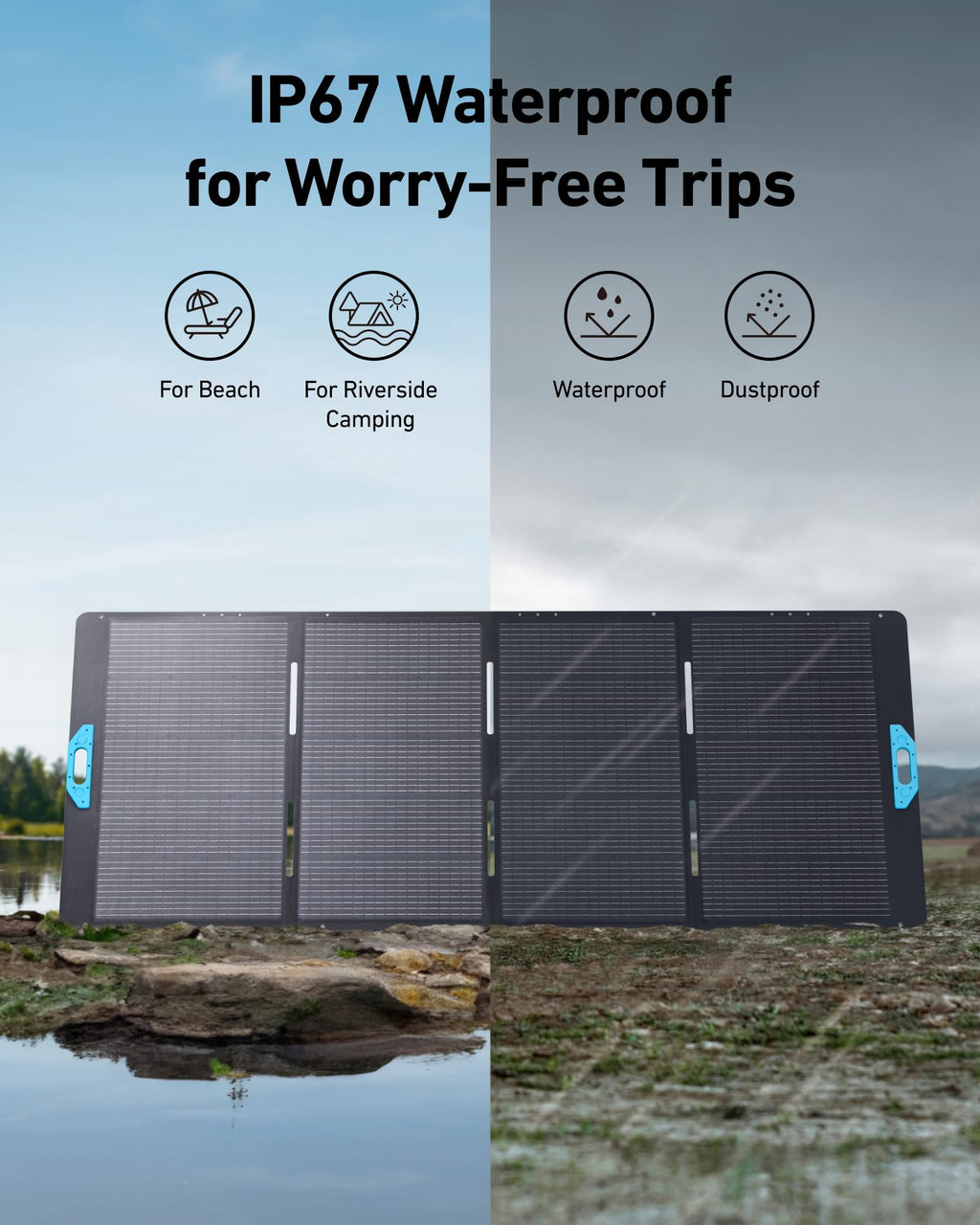 Anker SOLIX PS200 Solar Panel with Adjustable Kickstand, 200W Foldable Portable Solar Charger, IP67 Waterproof, 23% Higher Energy Conversion Efficiency, for Camping, RVs, and Blackouts