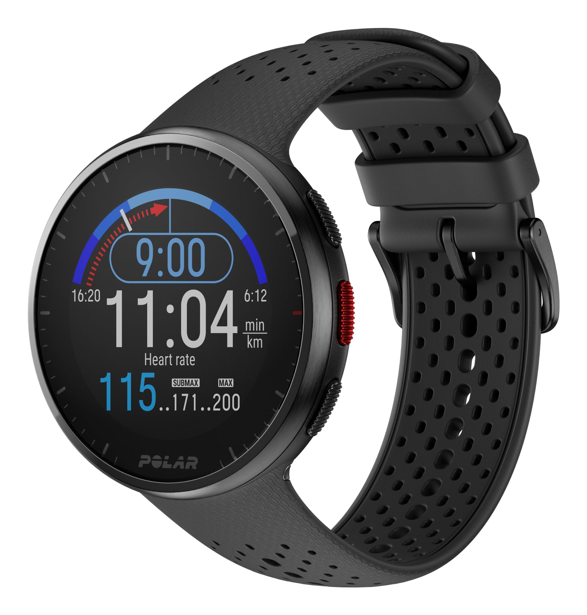POLAR Pacer Pro Advanced Ultra-Light GPS Fitness Tracker Smartwatch for Runners with Training Program & Recovery Tools; S-L, for Men or Women, White-Red