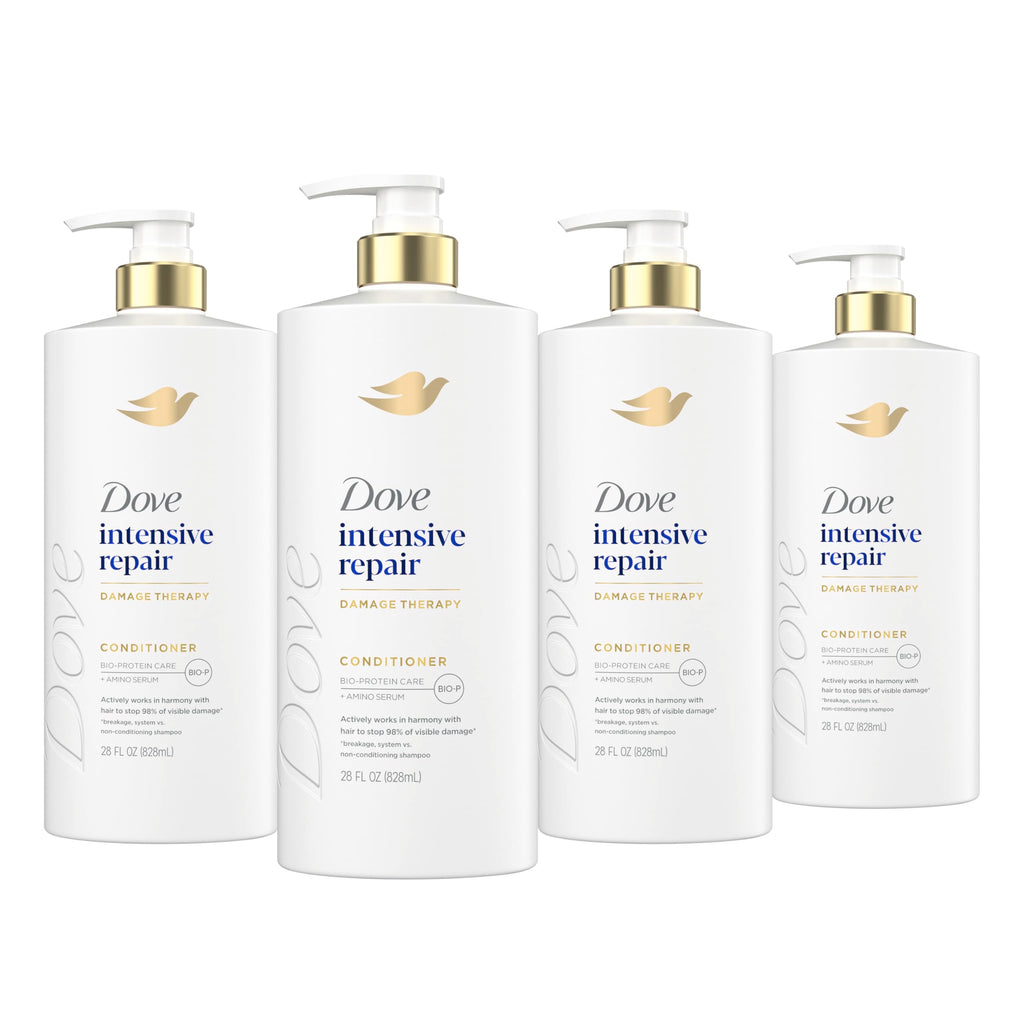 Dove Conditioner Intensive Repair 4 count for Damaged Hair Bio-Protein Care Technology and Amino Serum 12 oz