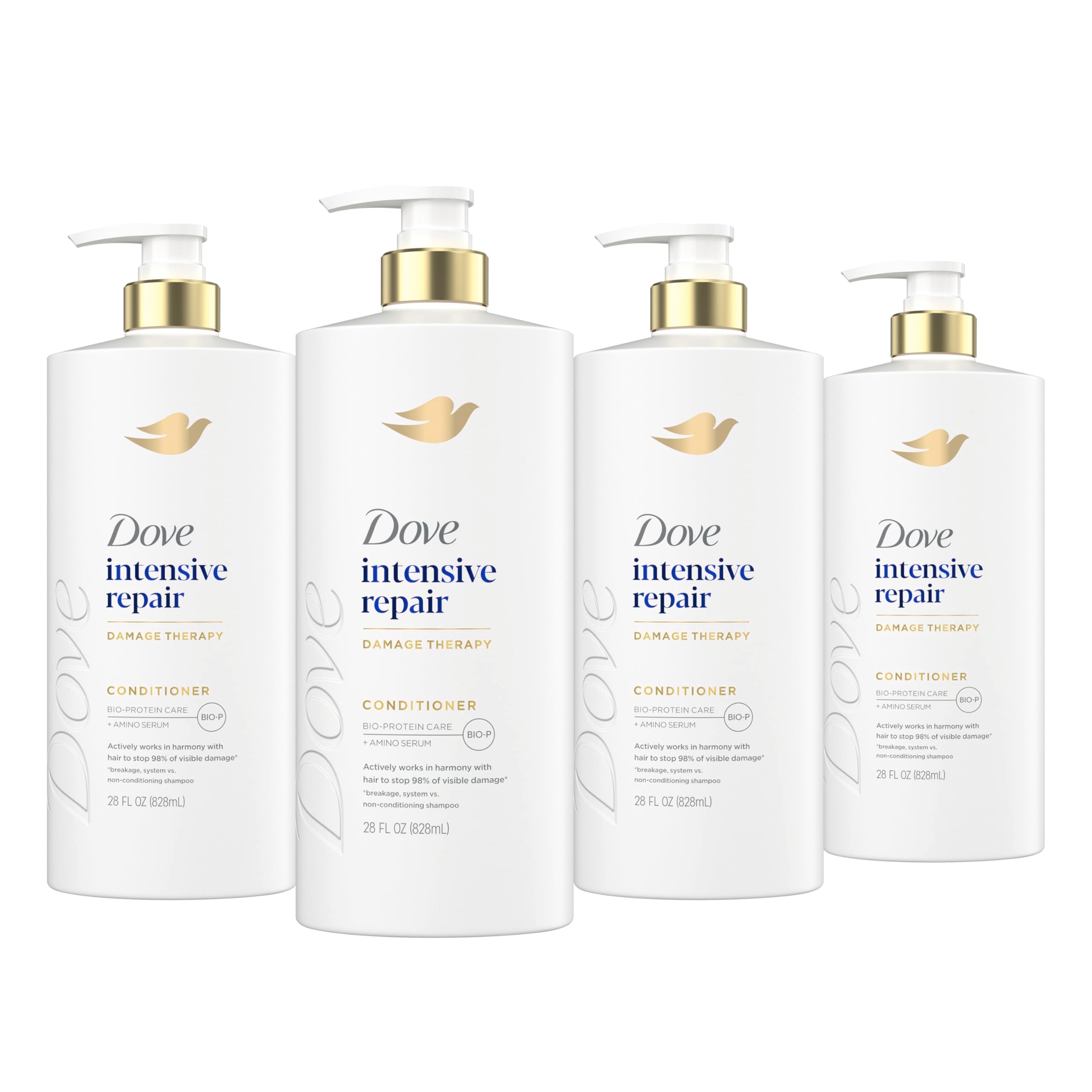 Dove Conditioner Intensive Repair 4 count for Damaged Hair Bio-Protein Care Technology and Amino Serum 12 oz