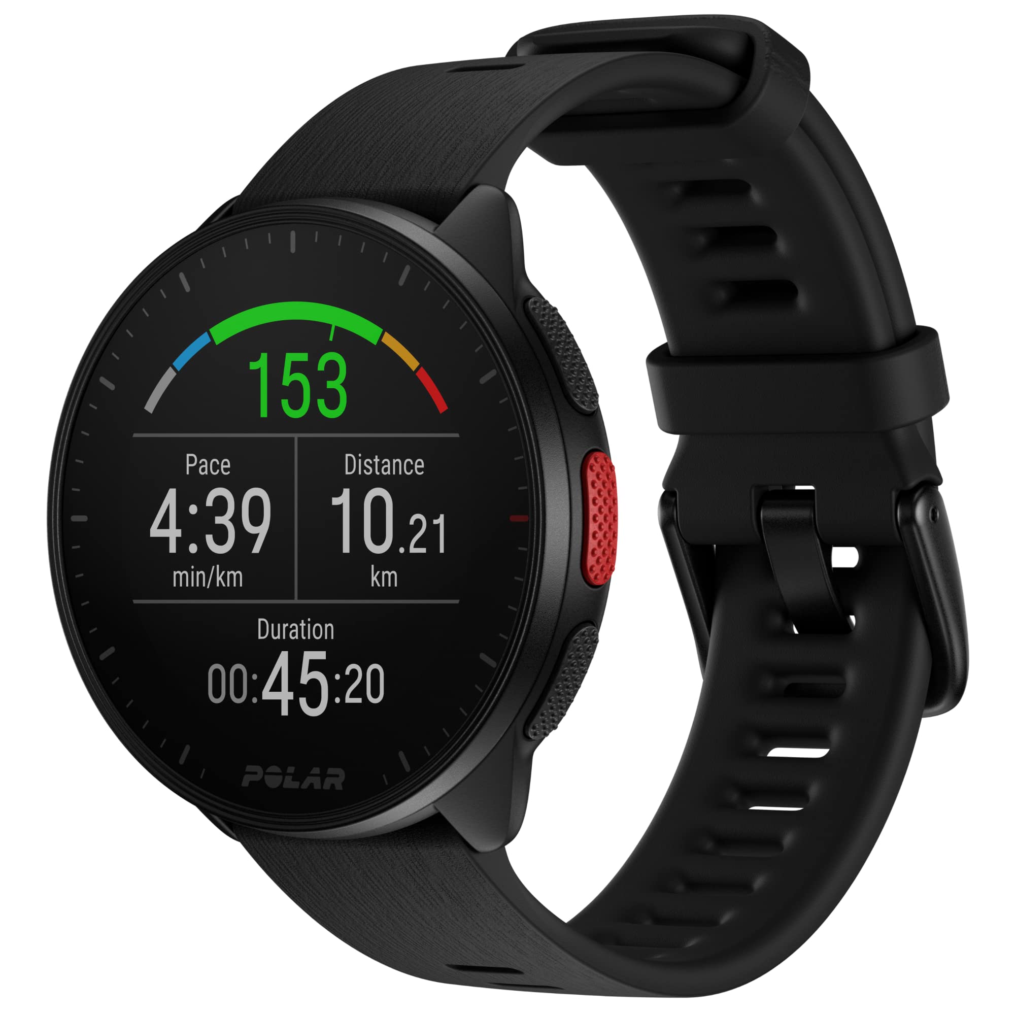 POLAR Pacer Pro Advanced Ultra-Light GPS Fitness Tracker Smartwatch for Runners with Training Program & Recovery Tools; S-L, for Men or Women, White-Red