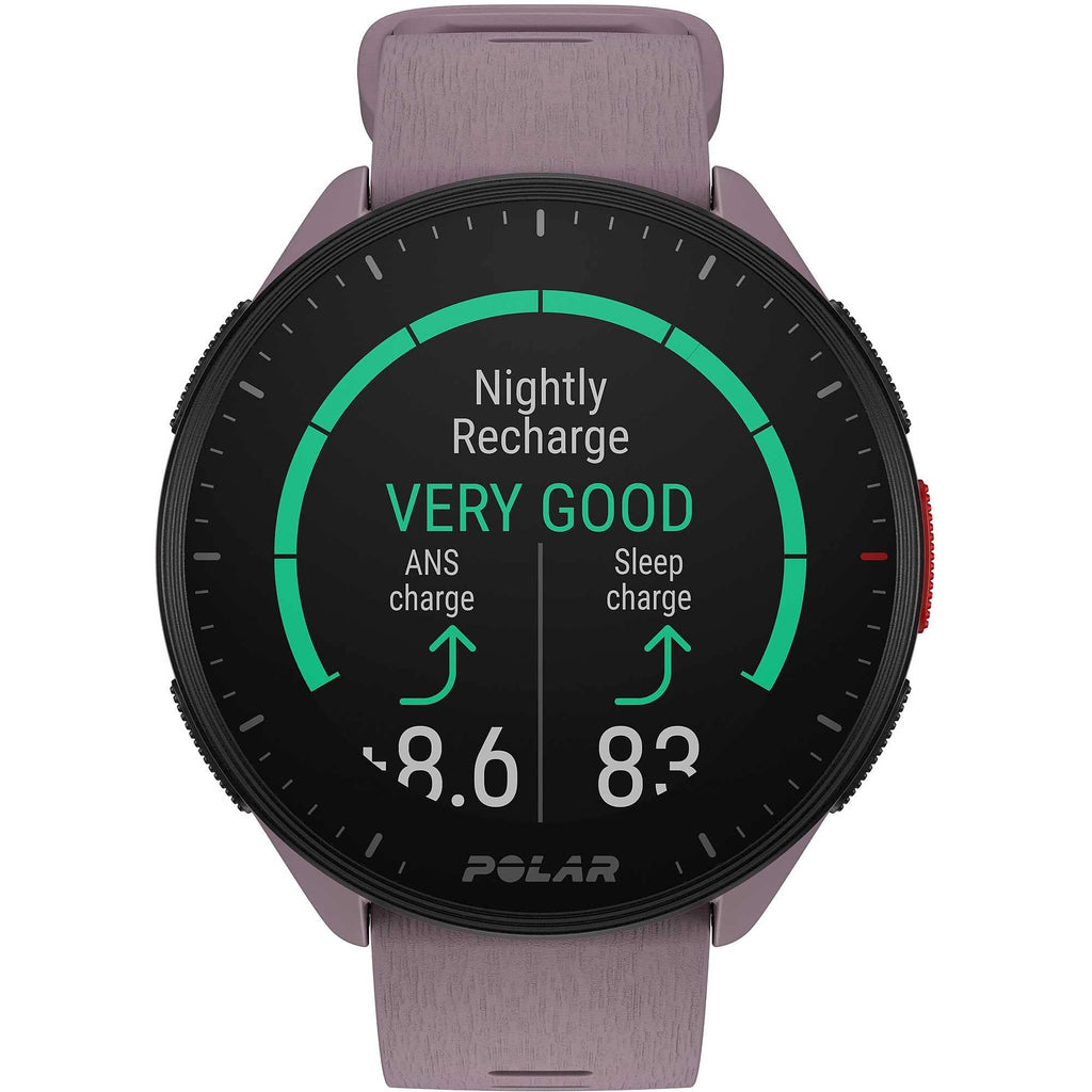 POLAR Pacer Pro Advanced Ultra-Light GPS Fitness Tracker Smartwatch for Runners with Training Program & Recovery Tools; S-L, for Men or Women, White-Red