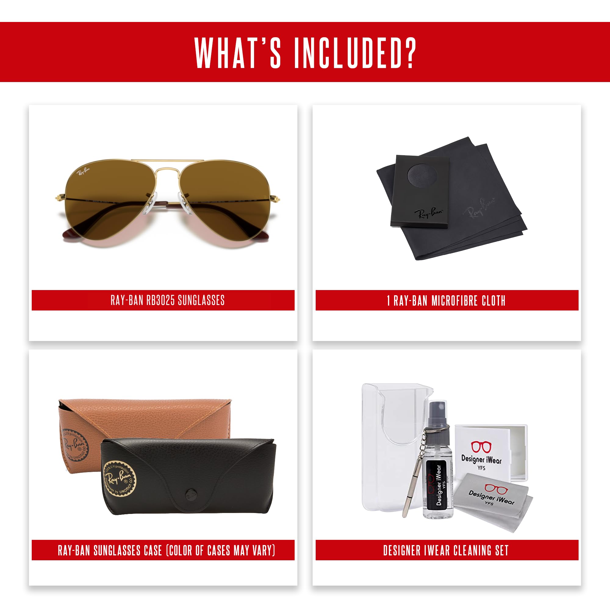 Ray-Ban RB3025 Metal Aviator Sunglasses For Men For Women +BUNDLE with ACCESSORY EYEWEAR KIT