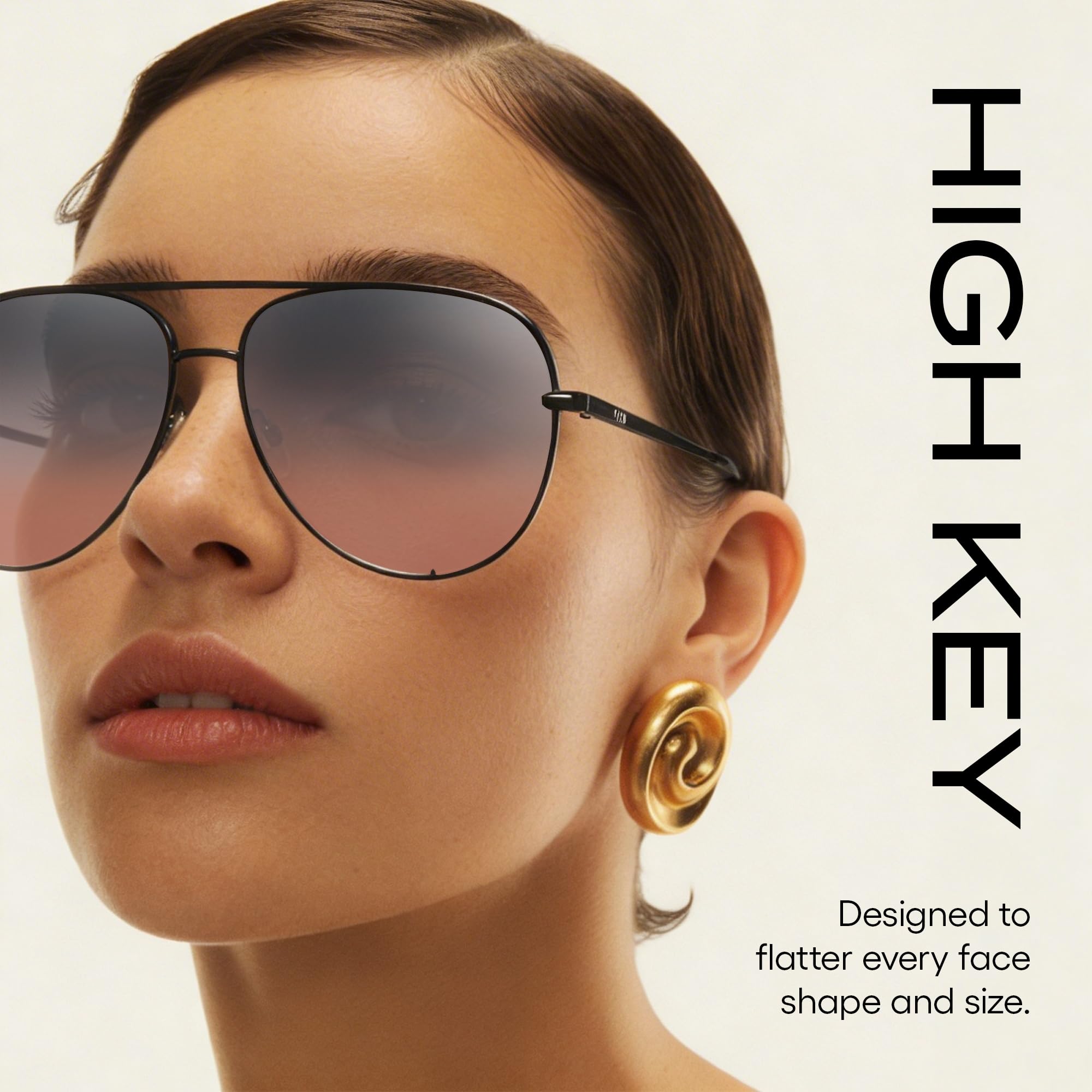 QUAY High Key Polarized Aviator Sunglasses, Oversized, Stylish Sunglasses with UV Protection, Unisex Aviators for Men & Women