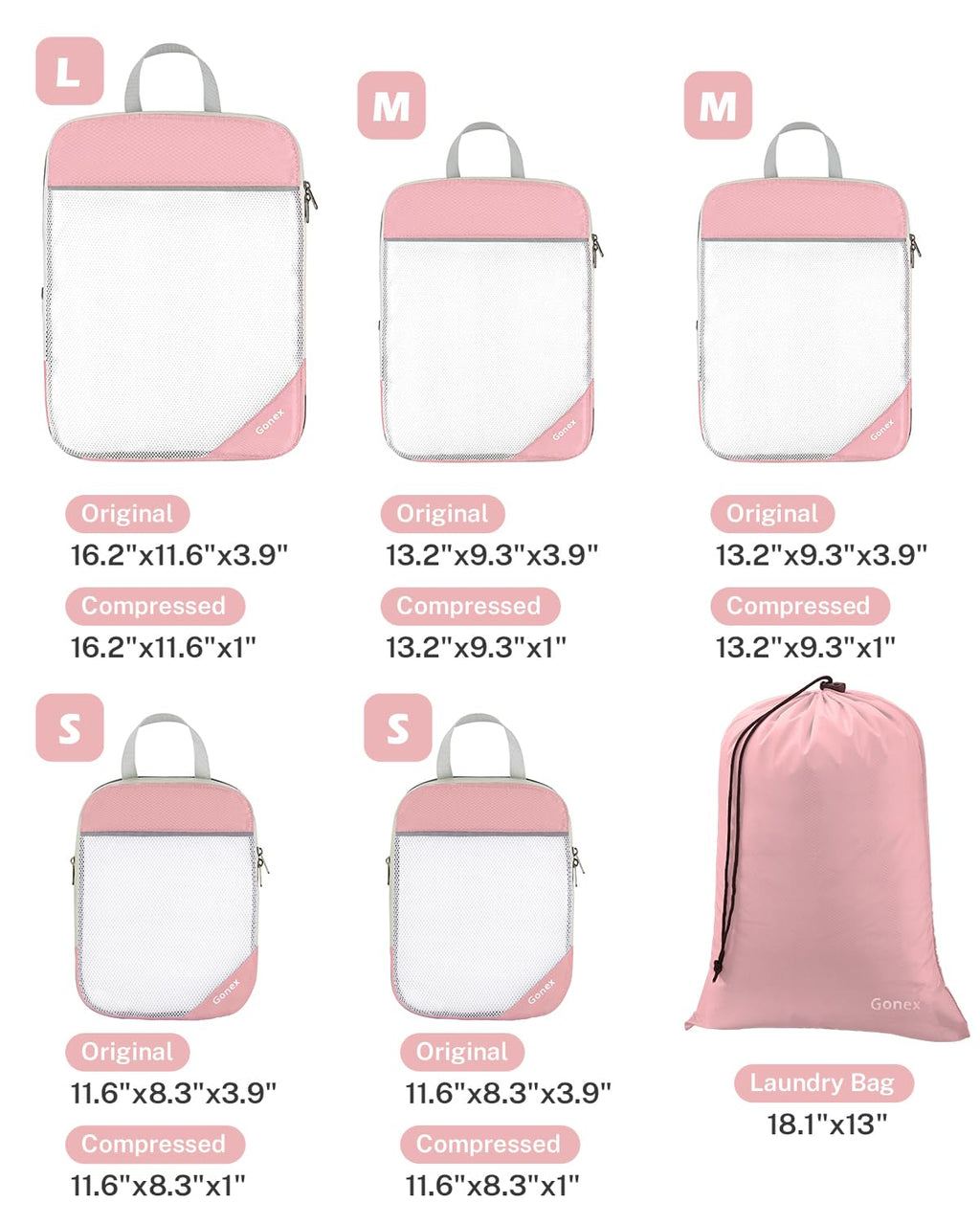 Compression Packing Cubes, Gonex Extensible Storage Mesh Bags Organizers
