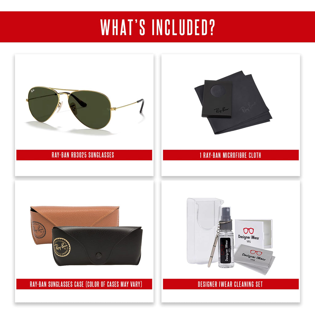 Ray-Ban RB3025 Metal Aviator Sunglasses For Men For Women +BUNDLE with ACCESSORY EYEWEAR KIT