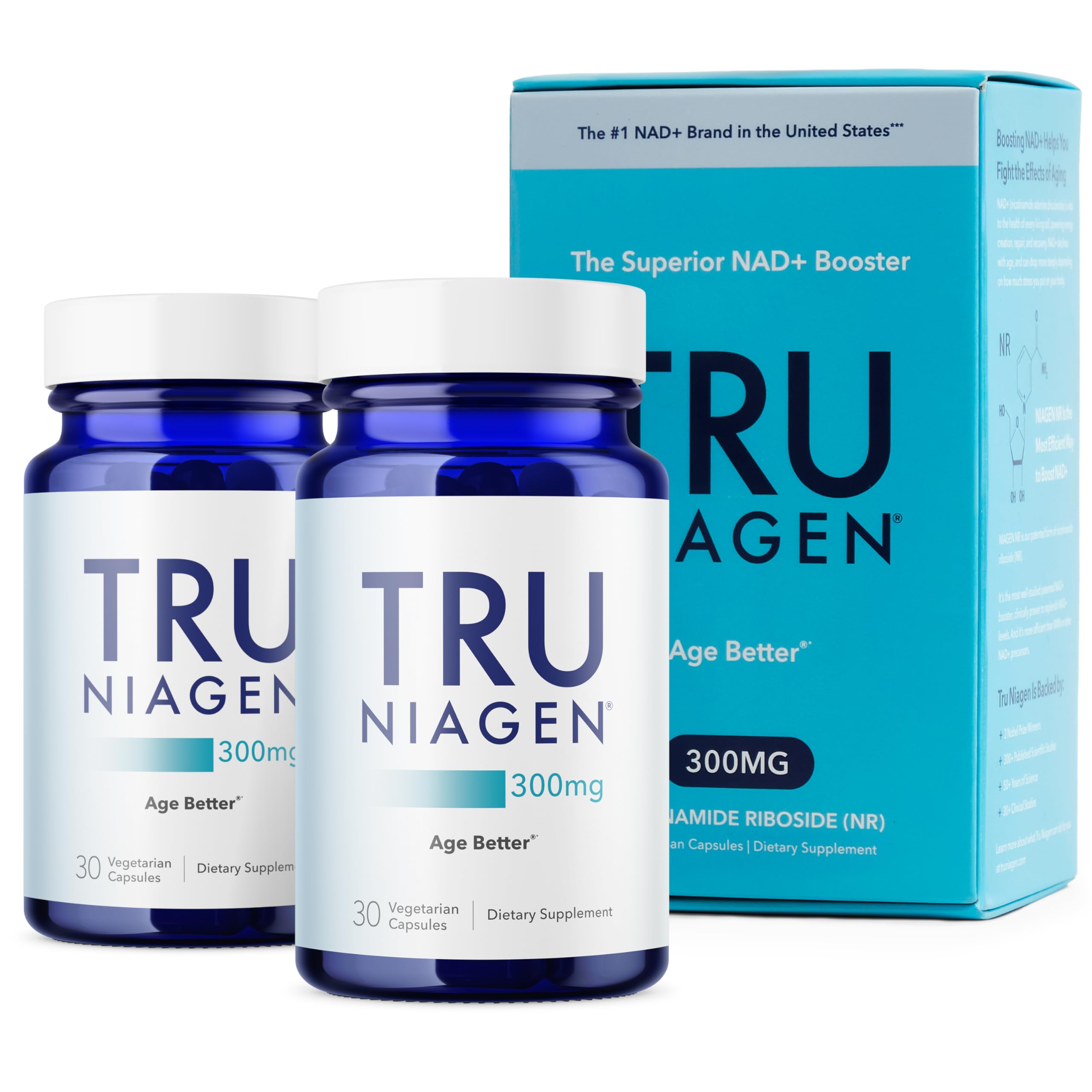 TRU NIAGEN Patented NAD Supplement for Brain Function, Anti Aging & Cell Regeneration, 300mg Niagen, 30 Servings | Supports Cellular Energy, Muscle | Nicotinamide Riboside (NR) Take 1 Daily | 1 Bottle
