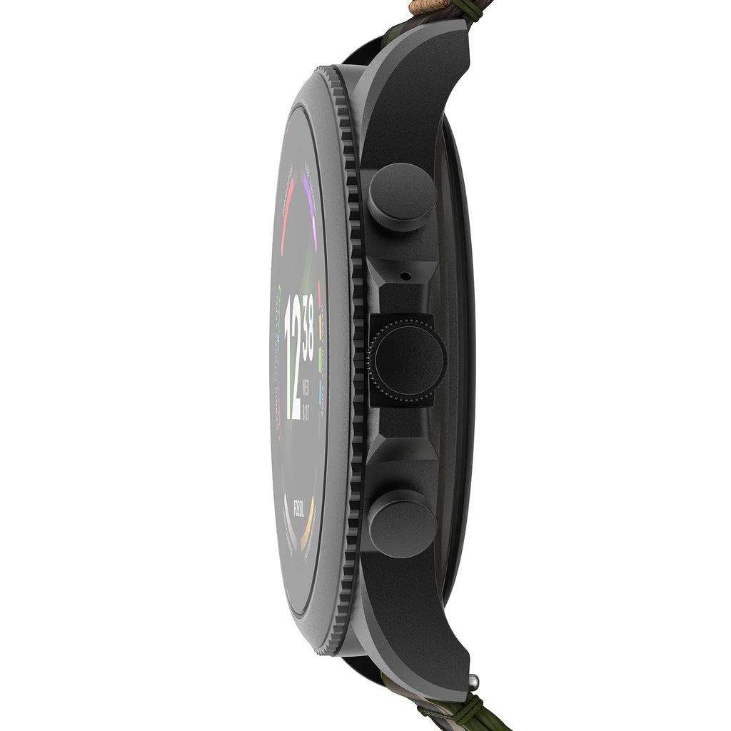 Fossil Men's Gen 6 44mm Stainless Steel and Silicone Touchscreen Smart Watch, Color: Black (Model: FTW4061V)