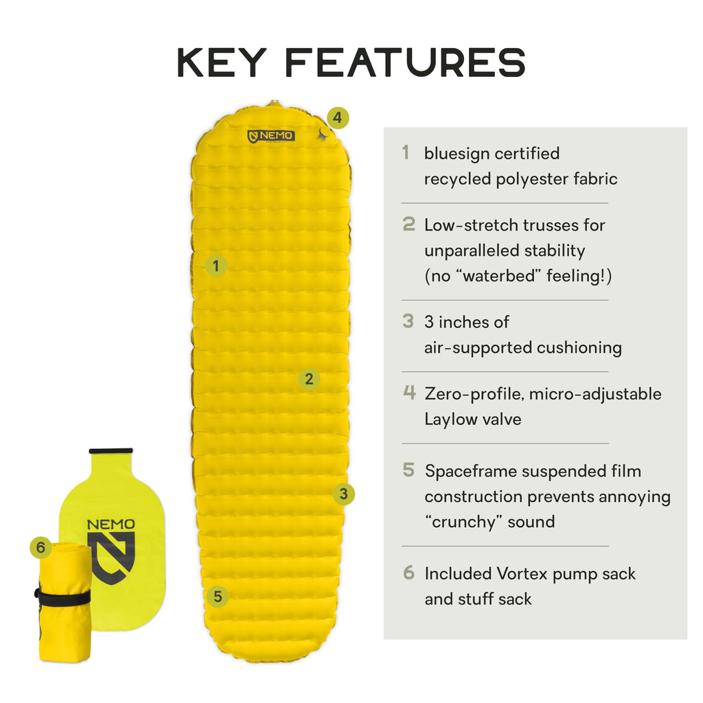 Nemo Tensor Ultralight Insulated Sleeping Pad (2022) | Insulated Camping Sleeping Pad with Quiet Support, Regular Wide