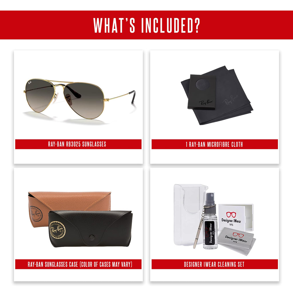 Ray-Ban RB3025 Metal Aviator Sunglasses For Men For Women +BUNDLE with ACCESSORY EYEWEAR KIT