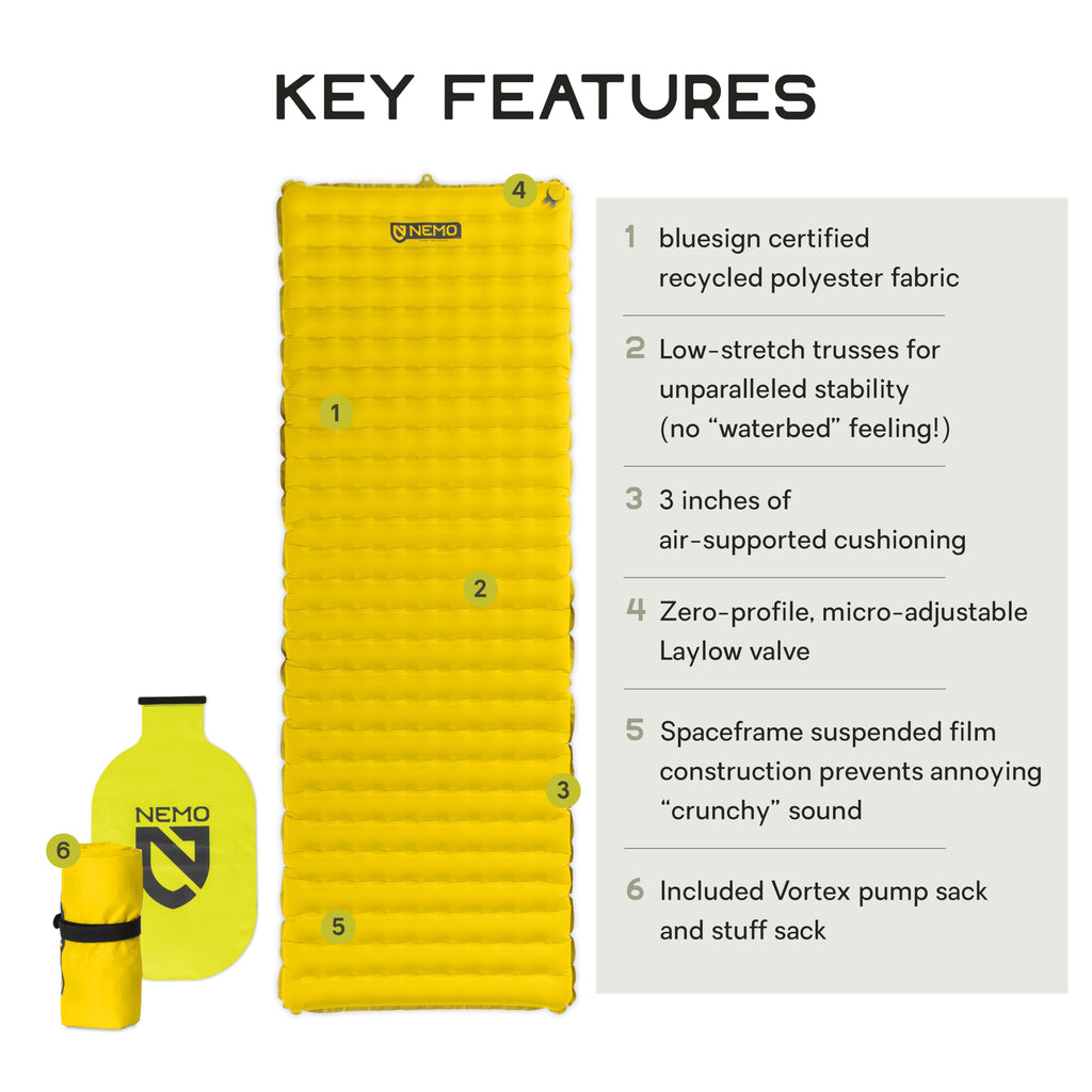 Nemo Tensor Ultralight Insulated Sleeping Pad (2022) | Insulated Camping Sleeping Pad with Quiet Support, Regular Wide