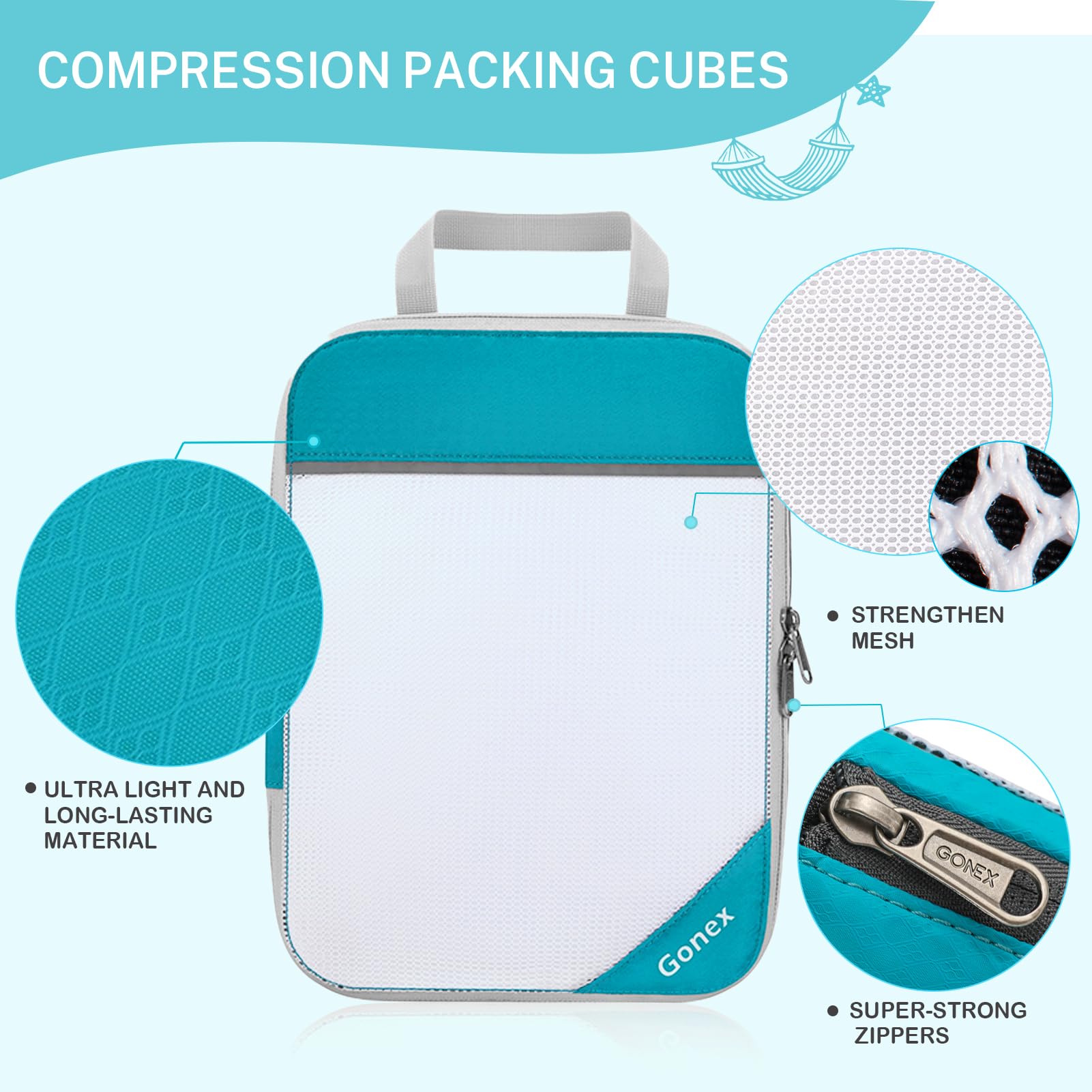 Compression Packing Cubes, Gonex Extensible Storage Mesh Bags Organizers