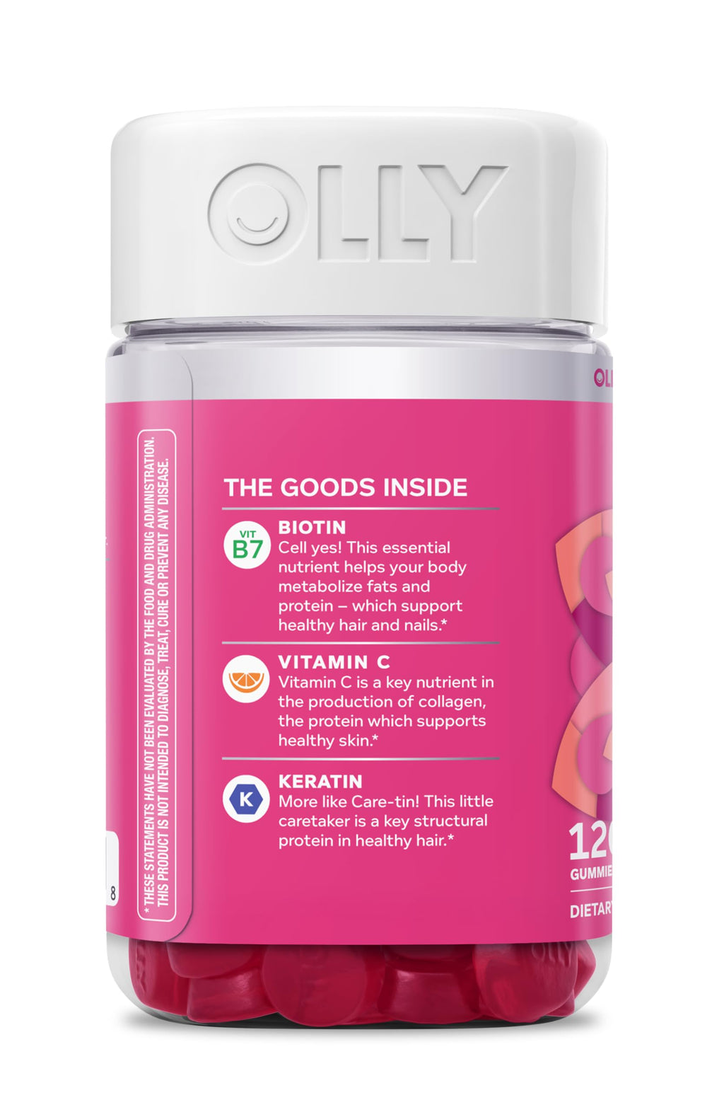 OLLY Undeniable Beauty Gummy, For Hair, Skin, Nails, Biotin, Vitamin C, Keratin, Chewable Supplement, Grapefruit, 30 Day Supply - 60 Count