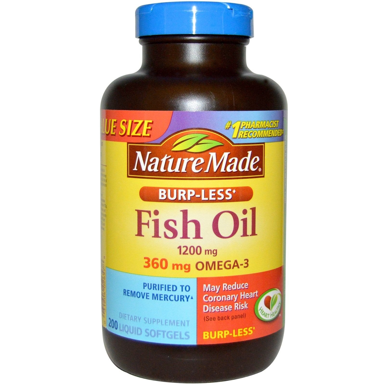 Nature Made Fish Oil Omega 3 Supplements, 1200 mg Softgels, Omega 3 Fish Oil for Healthy Heart Support, 230 Softgels, 115 Day Supply