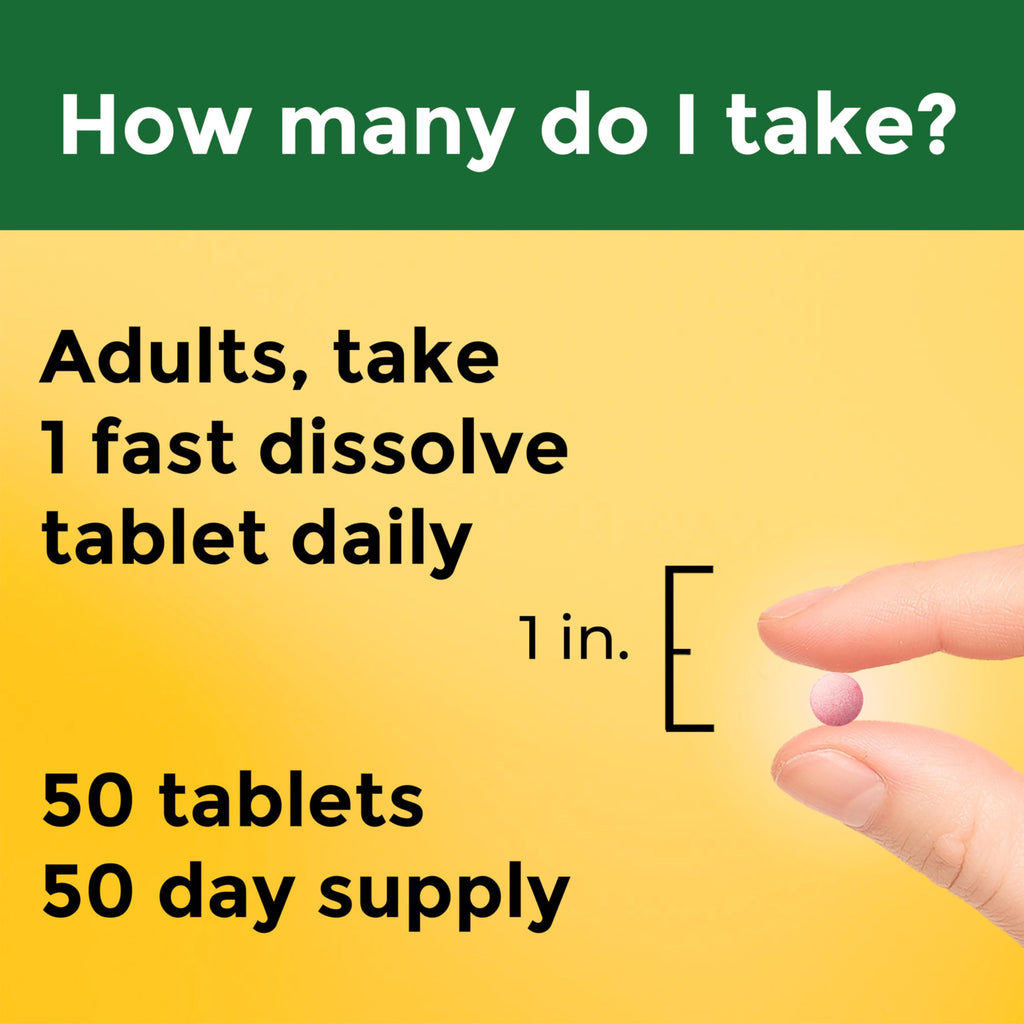 Nature Made Vitamin B12 1000 mcg, Easy to Take Vitamin B12 Sublingual Tablets for Energy Metabolism Support, 50 Sugar Free Fast Dissolve Tablets, 50 Day Supply