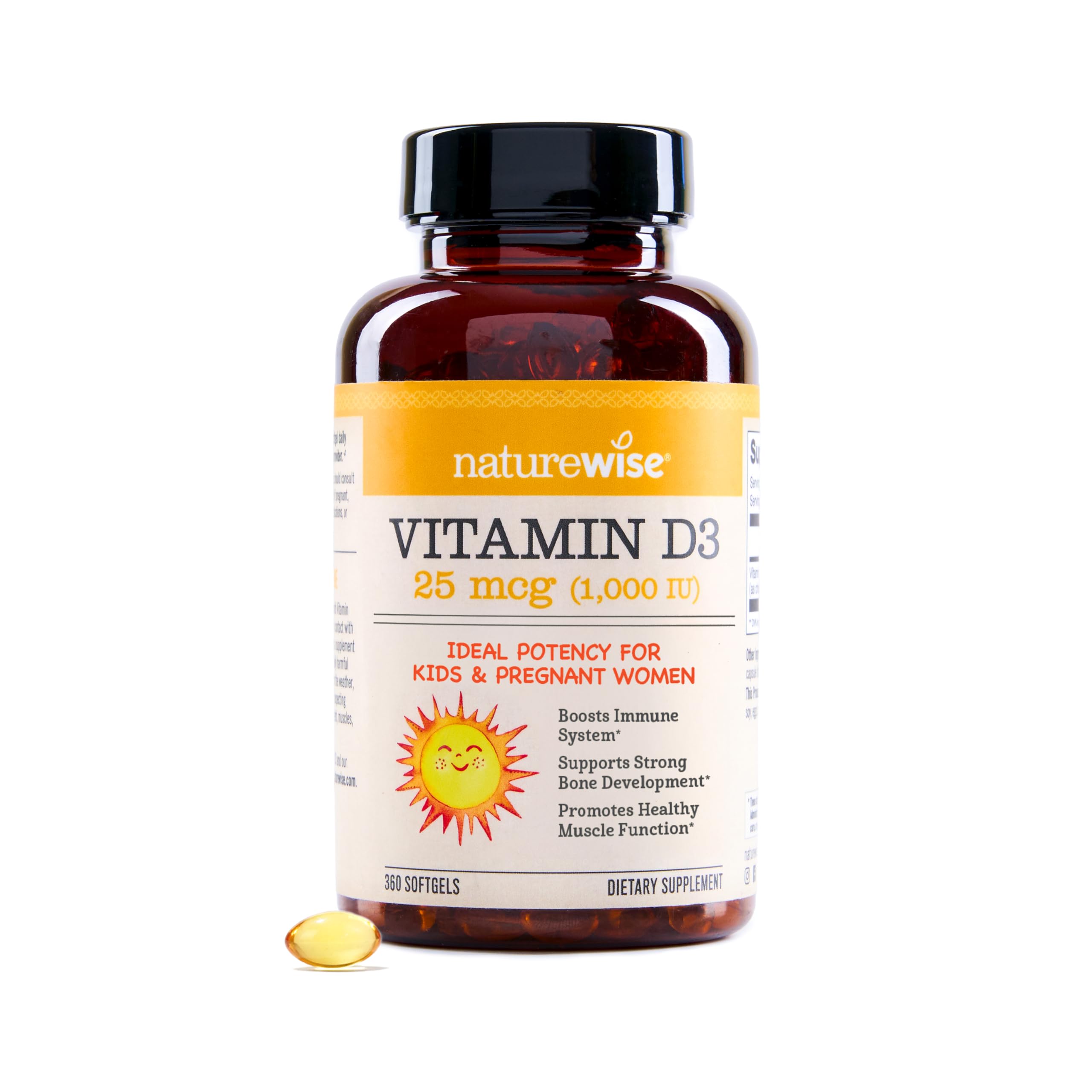 NatureWise Vitamin D3 5000iu (125 mcg) 1 Year Supply for Immune Support, Healthy Muscle Function, and Bone Health - Non-GMO, Gluten Free in Organic Extra Virgin Olive Oil, (Mini Softgel), 360 Count