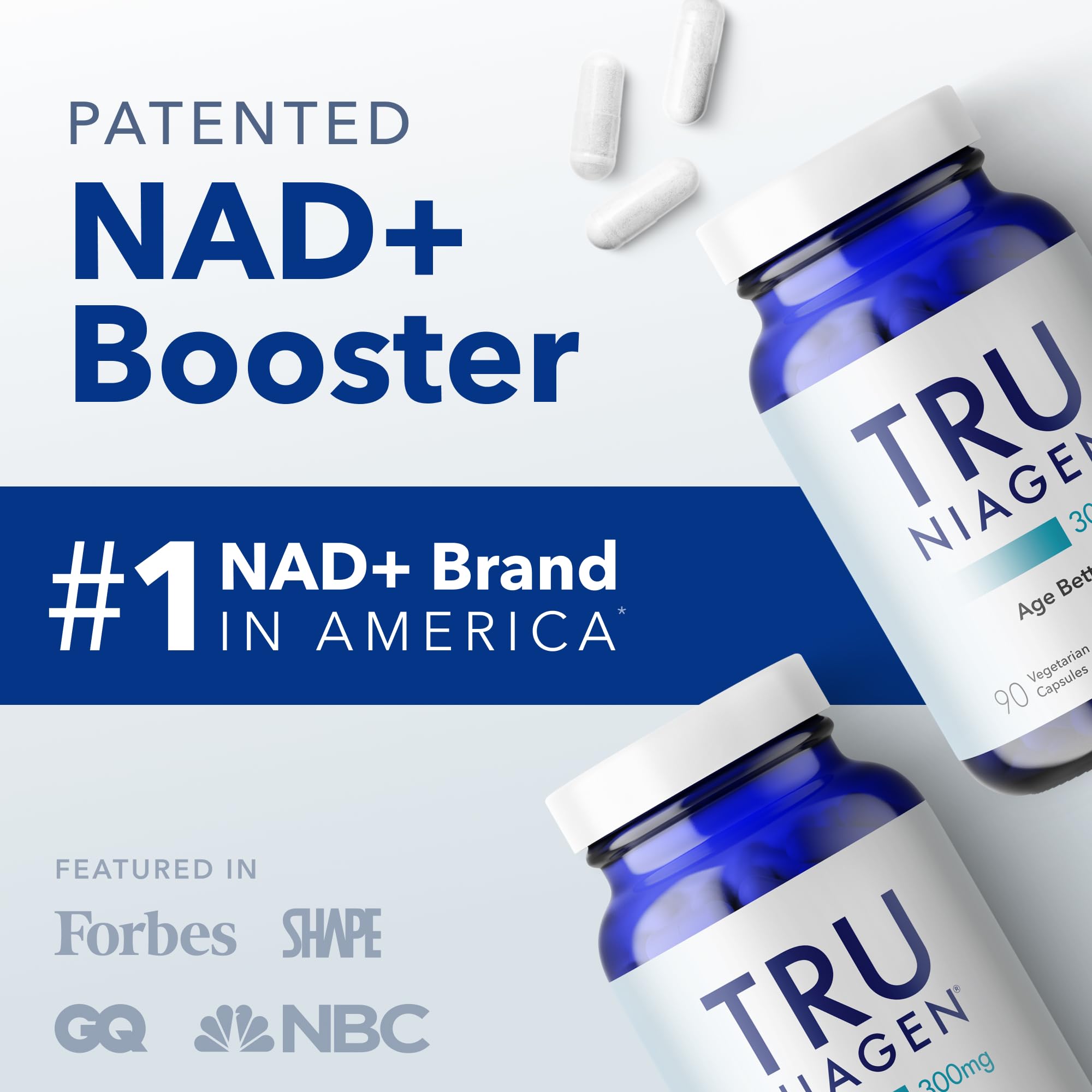 TRU NIAGEN Patented NAD Supplement for Brain Function, Anti Aging & Cell Regeneration, 300mg Niagen, 30 Servings | Supports Cellular Energy, Muscle | Nicotinamide Riboside (NR) Take 1 Daily | 1 Bottle