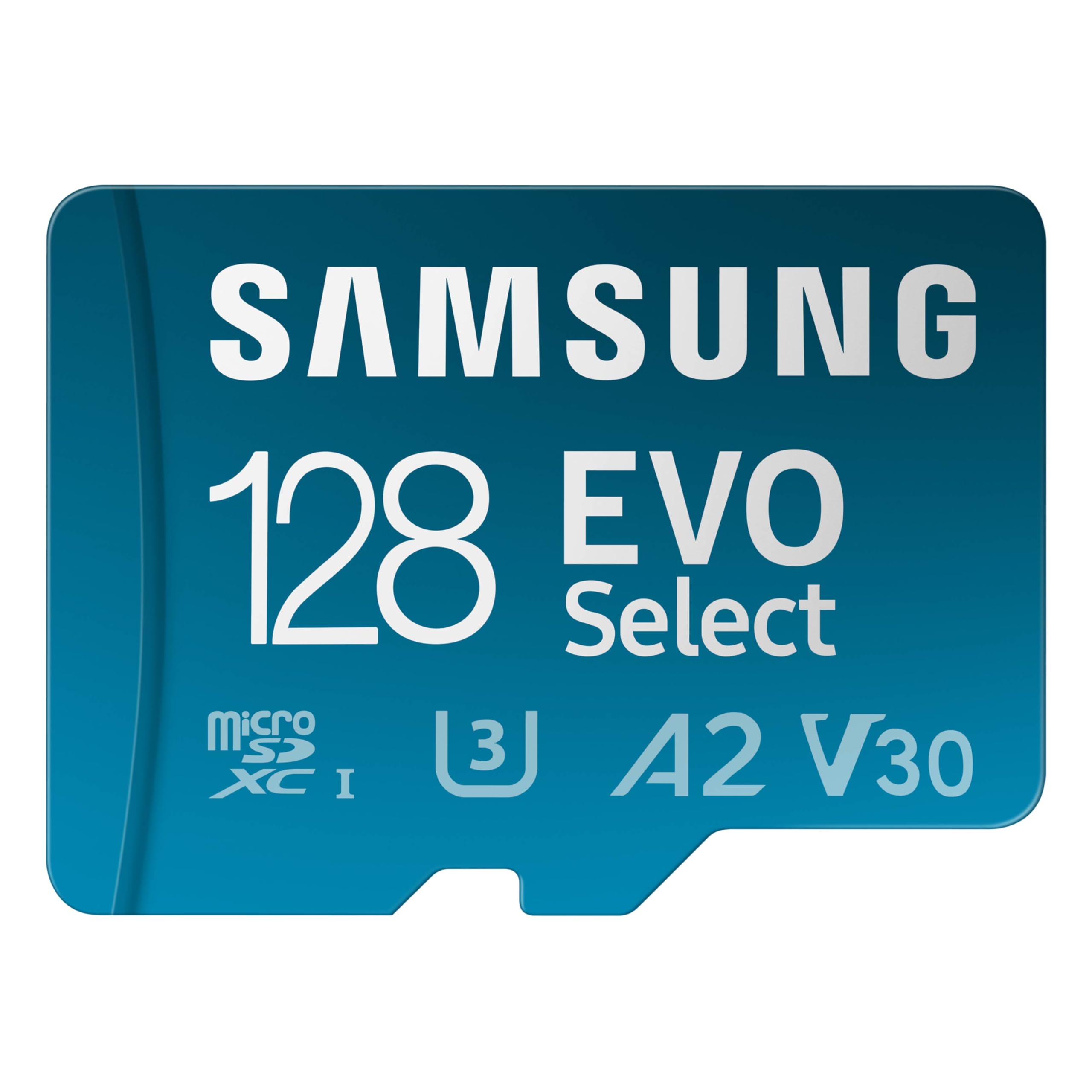 SAMSUNG EVO Select Micro SD-Memory-Card + Adapter, 128GB microSDXC 130MB/s Full HD & 4K UHD, UHS-I, U3, A2, V30, Expanded Storage for Android Smartphones, Tablets, Nintendo-Switch (MB-ME128KA/AM)