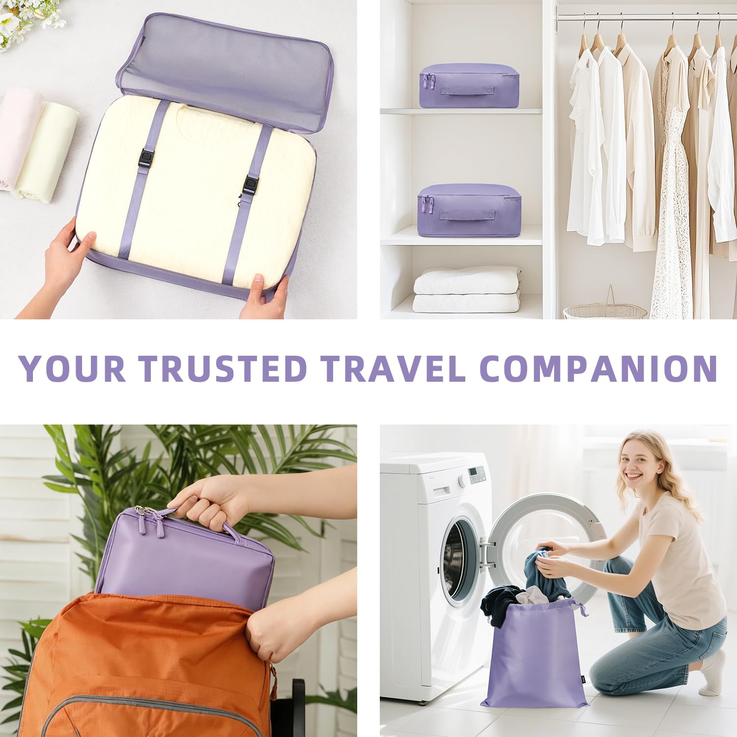 BAGAIL 8 Set Packing Cubes Luggage Packing Organizers for Travel Accessories-Cream