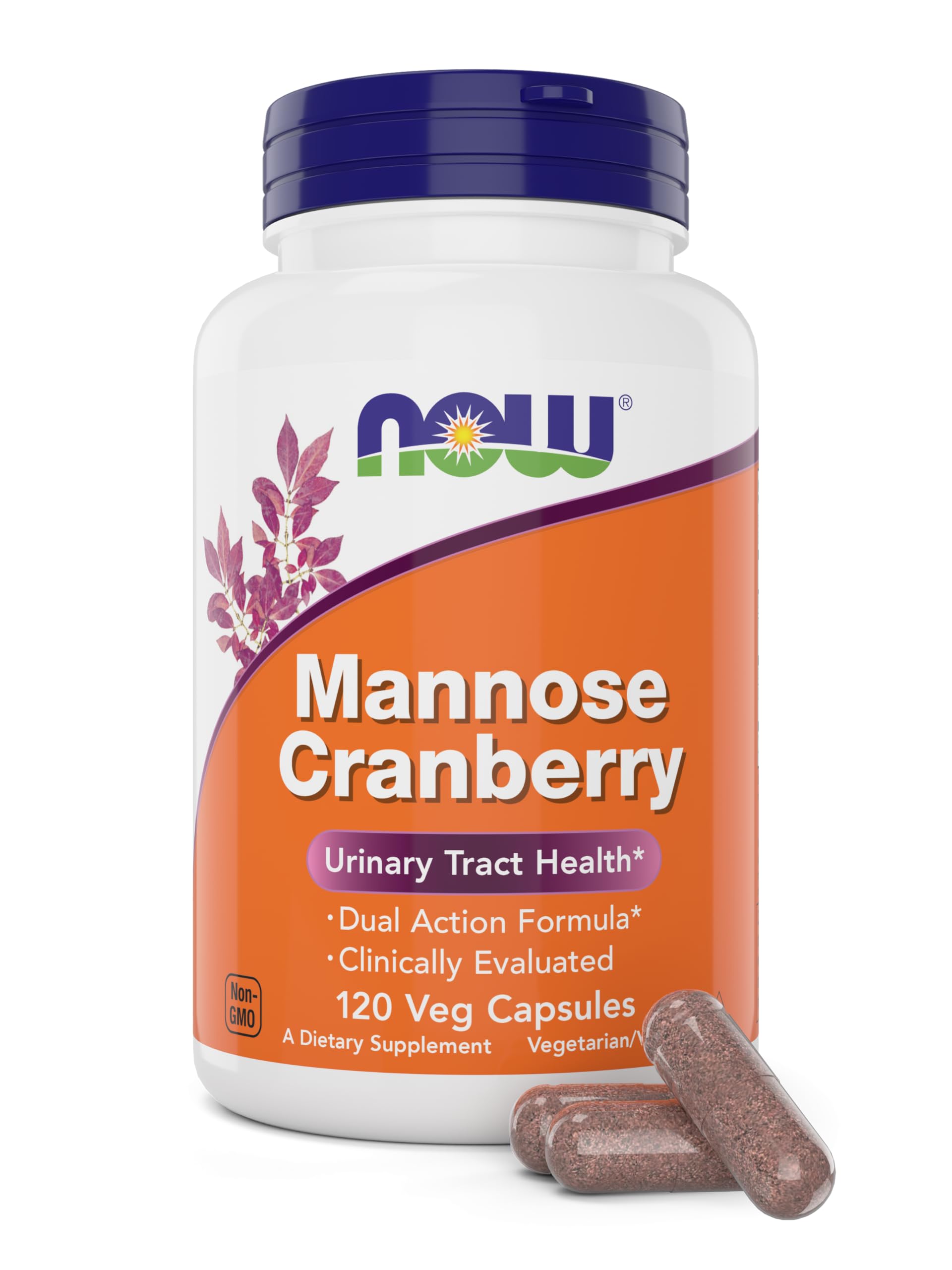 NOW Foods Supplements, Mannose Cranberry, Dual Action Formula*, Clinically Evaluated, Urinary Tract Health*, 90 Veg Capsules