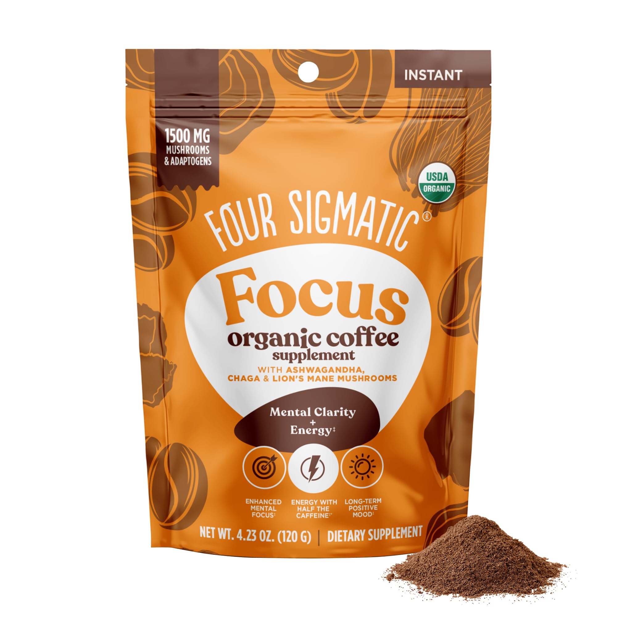 Four Sigmatic Original Mushroom Coffee | High Dose Lion's Mane, Chaga, Turkey Tail, Cordyceps and Reishi | Energy, Focus & Immune Support | 30 Servings
