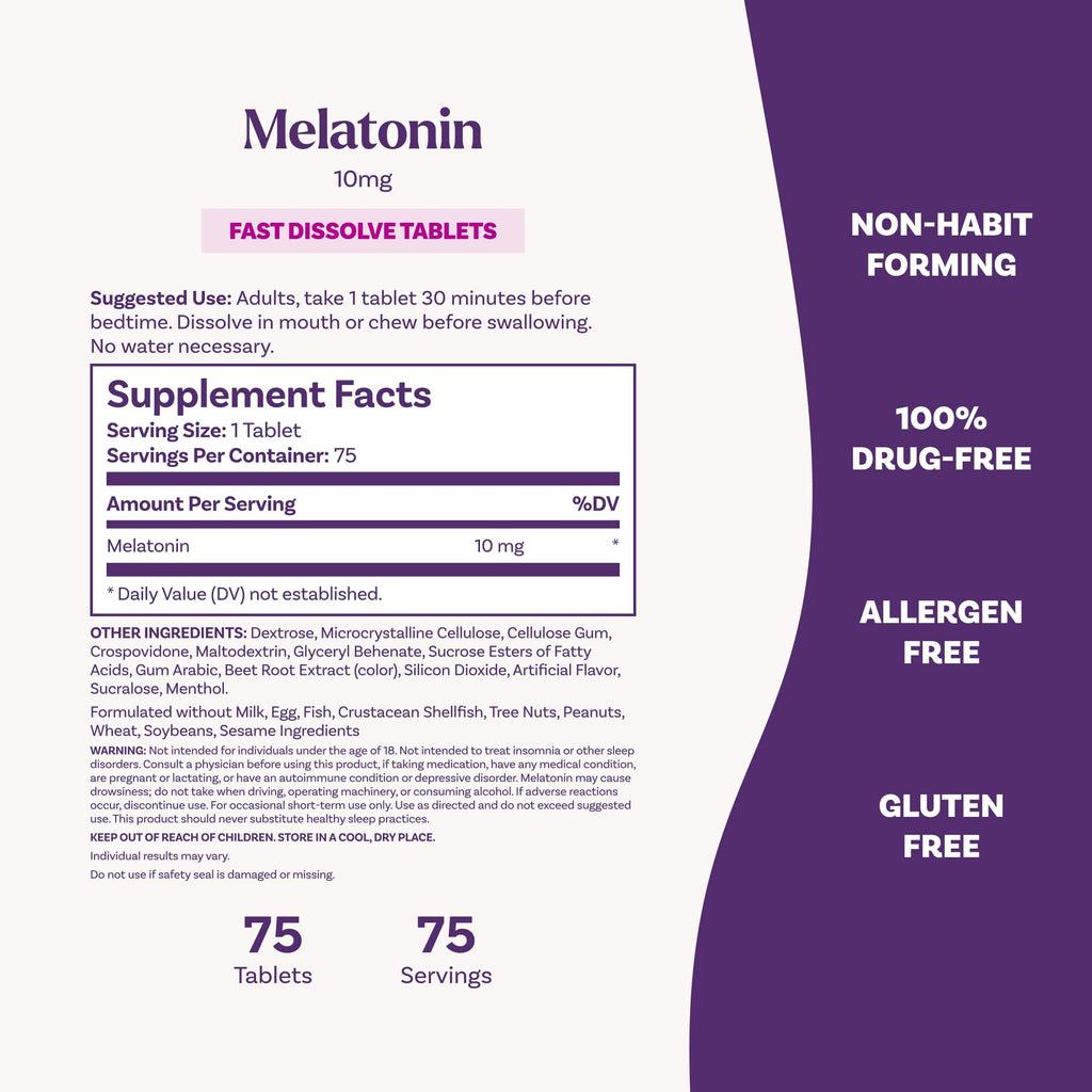 Natrol Melatonin 10mg Fast Dissolve Tablets - Strawberry Flavor, 100 Count, Sleep Support, Fast Dissolve Melatonin for Adults, 100-Day Supply