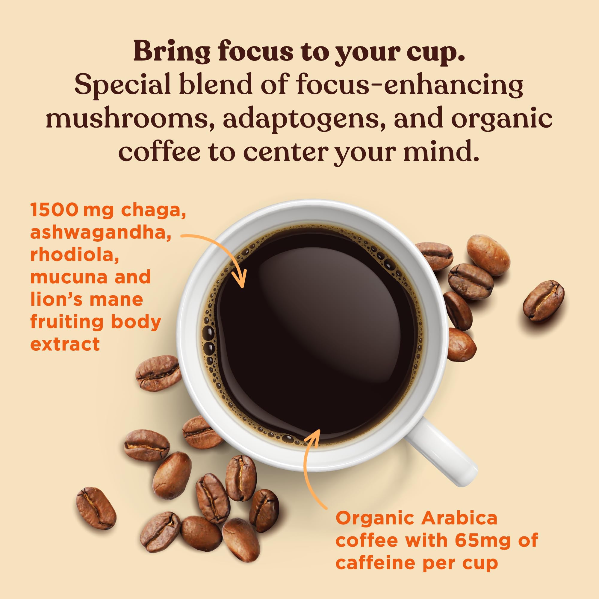Four Sigmatic Original Mushroom Coffee | High Dose Lion's Mane, Chaga, Turkey Tail, Cordyceps and Reishi | Energy, Focus & Immune Support | 30 Servings