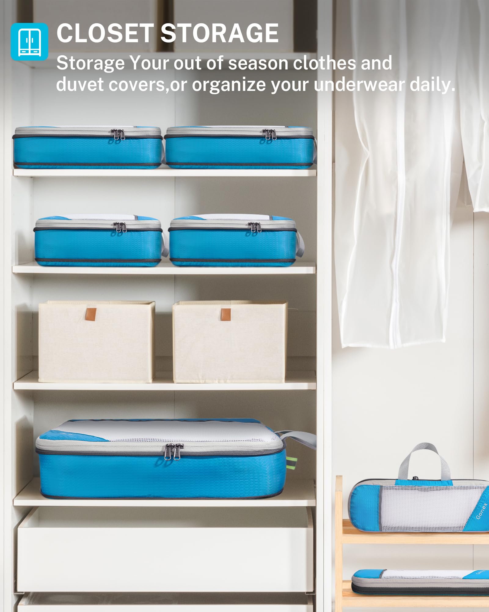Compression Packing Cubes, Gonex Extensible Storage Mesh Bags Organizers